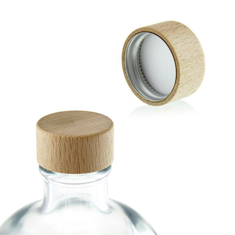 Screw cap, wood, beige, for opening: GPI 28/400