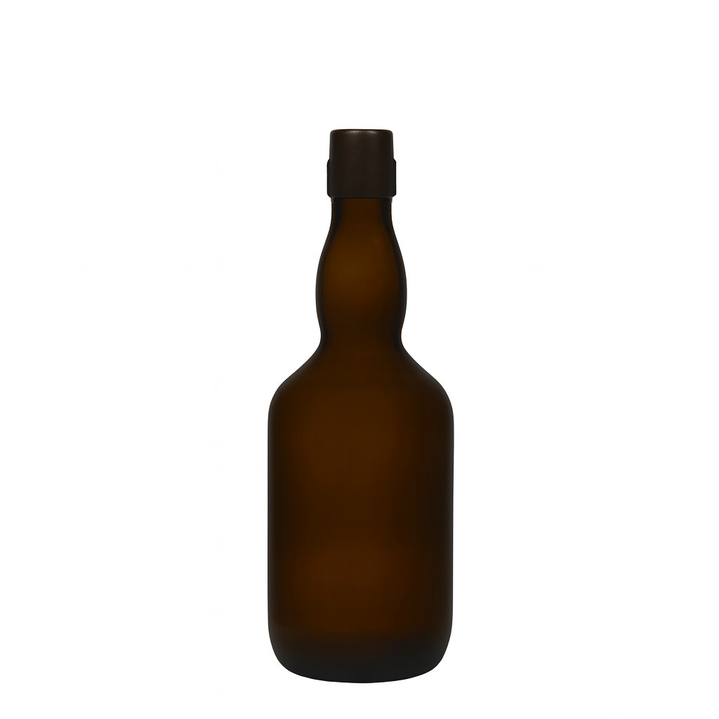 500 ml beer bottle with long neck, glass, antique green, opening: swing top closure