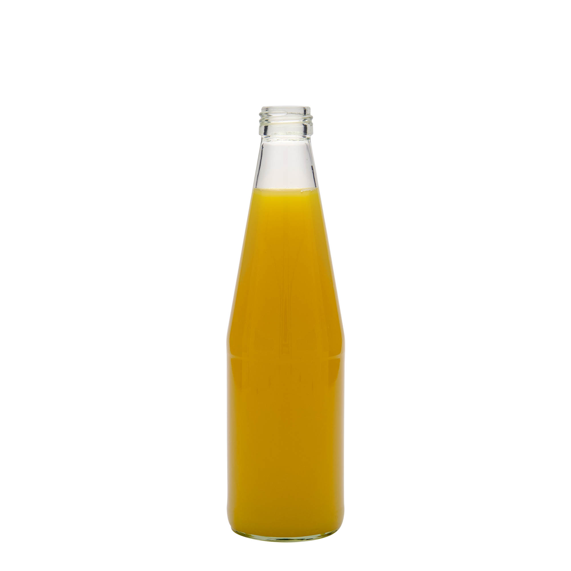 330 ml universal bottle carrot shape, glass, opening: PP 28 330 ml universal bottle carrot shape, glass, opening: PP 28