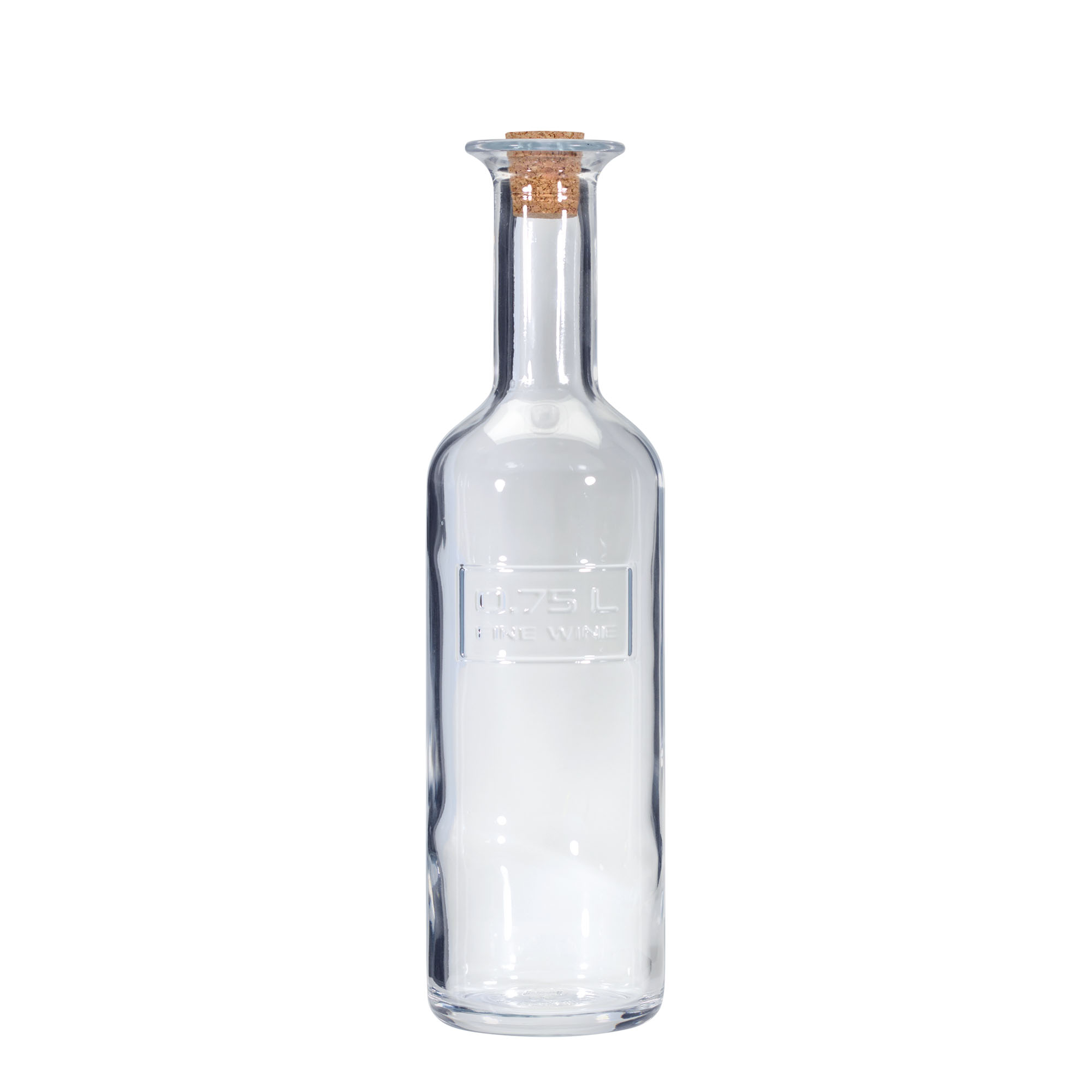 750 ml glass bottle 'Optima Fine Wine', neck: cork 750 ml glass bottle 'Optima Fine Wine', neck: cork