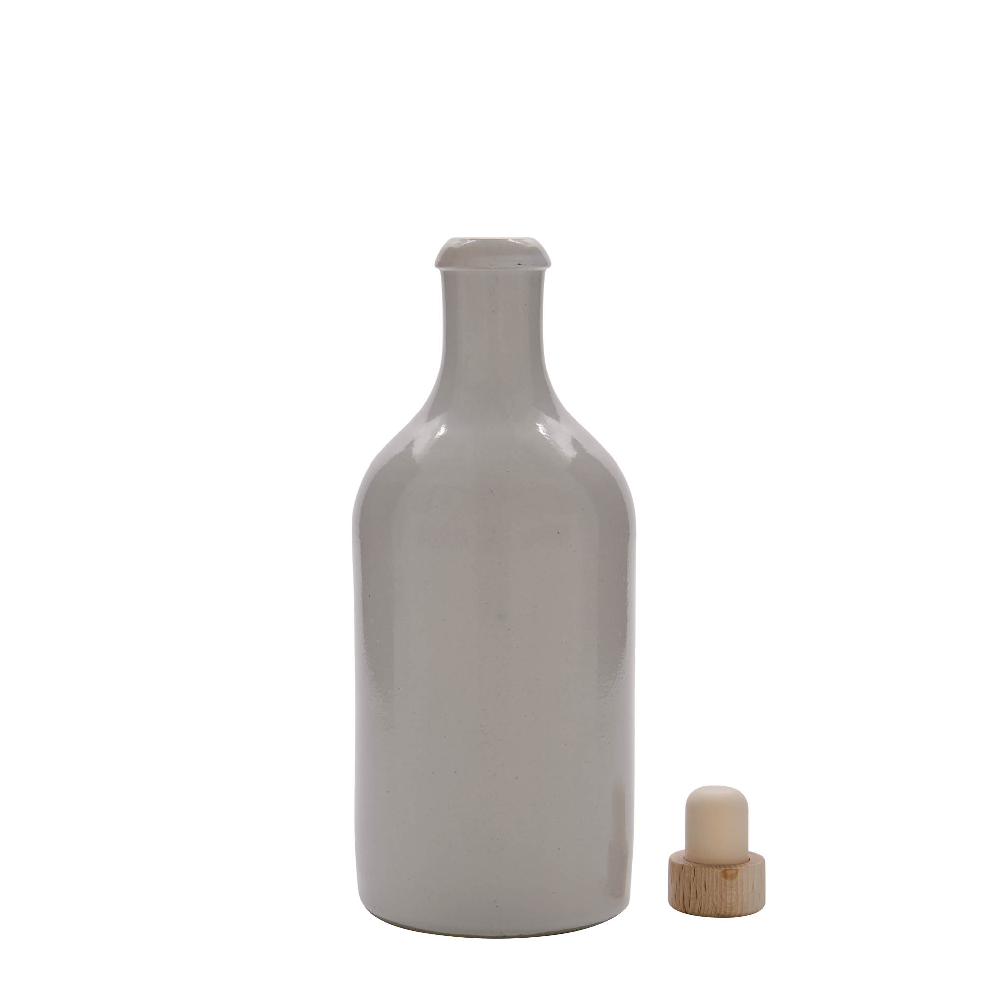 500 ml clay jug, stoneware, white, mouth: cork