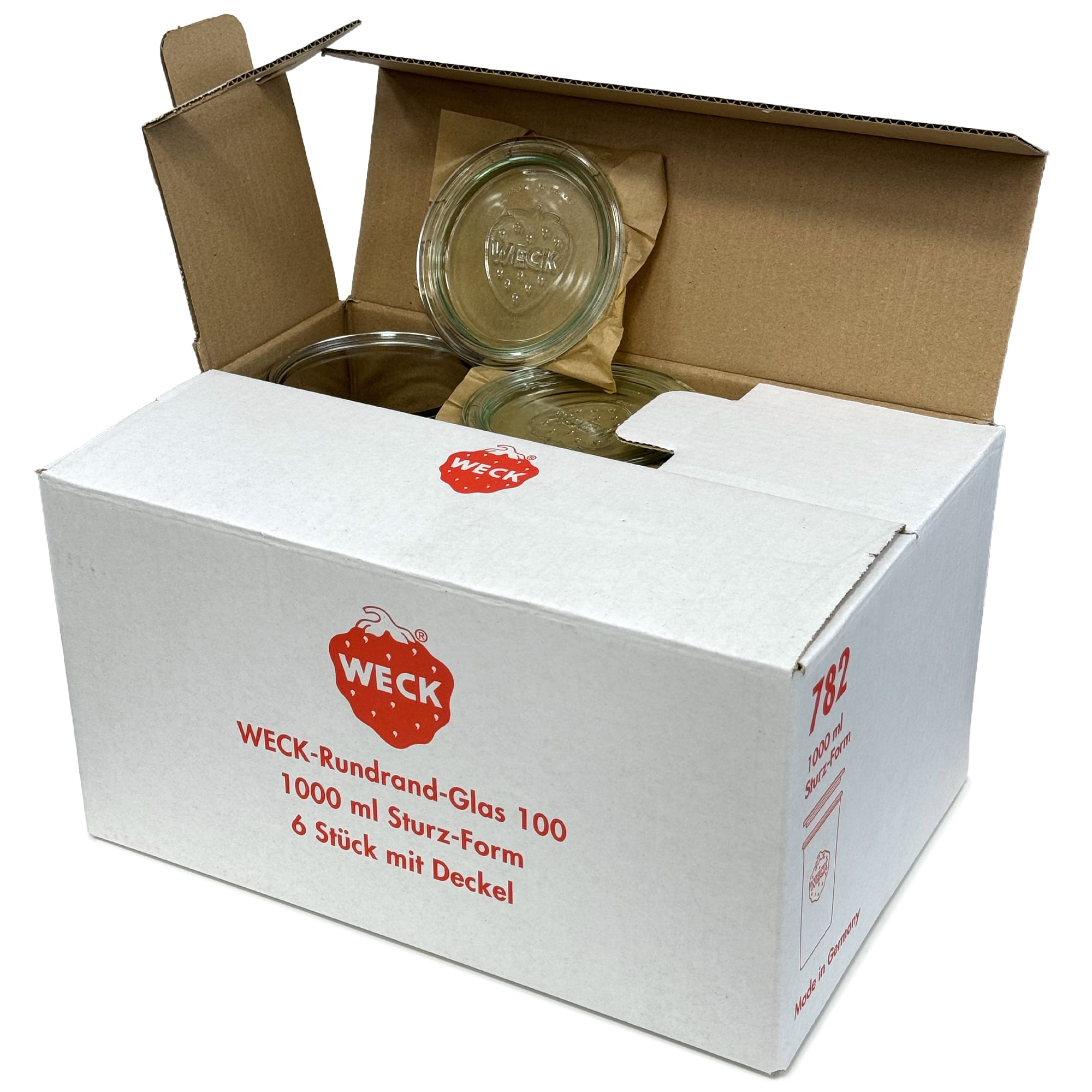 6x 1000 ml WECK inverted jar with glass lid RR 100