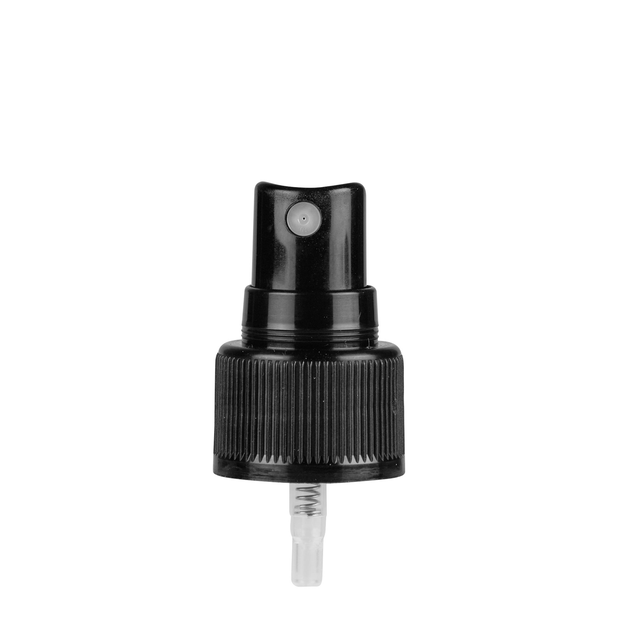 Screw cap with atomiser, PP plastic, black, for opening: GPI 24/410