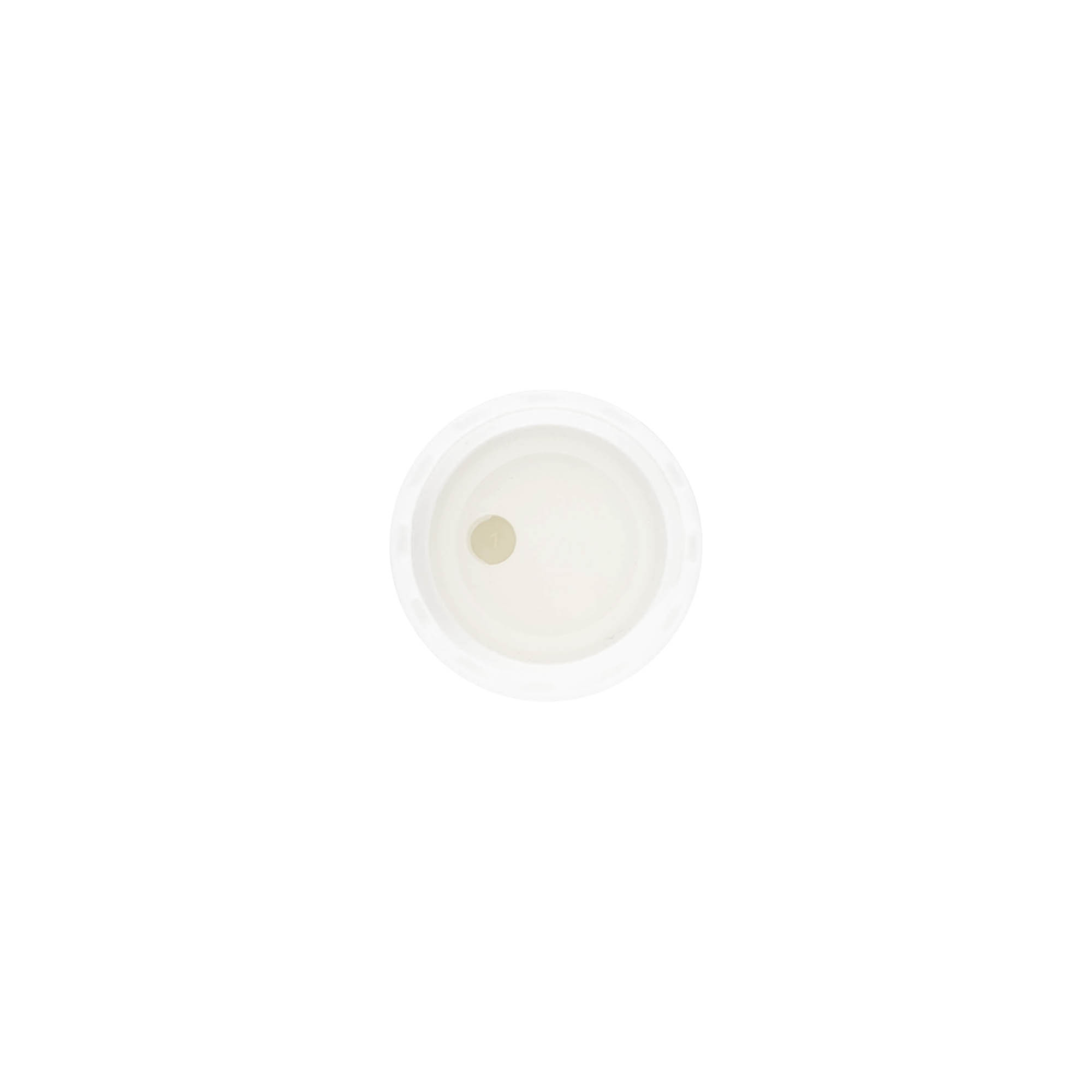 Screw cap with disc top, PP plastic, white, for opening: 20/410 Screw cap with disc top, PP plastic, white, for opening: 20/410