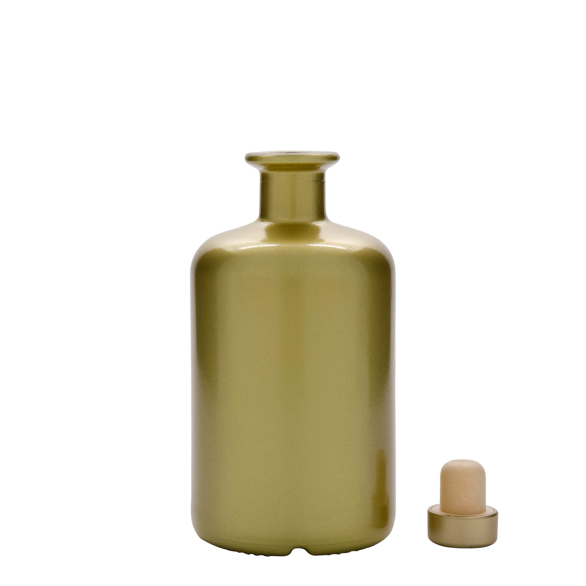 500 ml glass bottle apothecary, gold, opening: cork