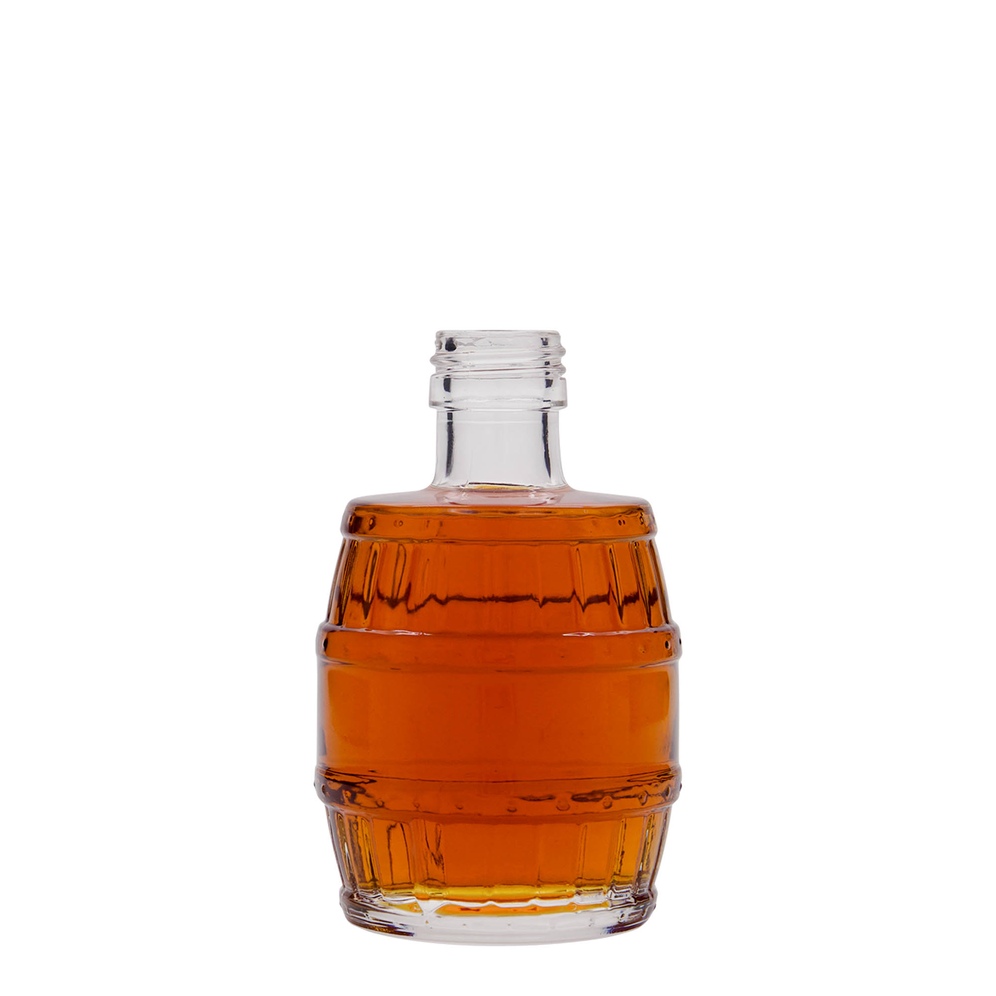 200 ml glass bottle 'barrel', opening: PP 28 200 ml glass bottle 'barrel', opening: PP 28