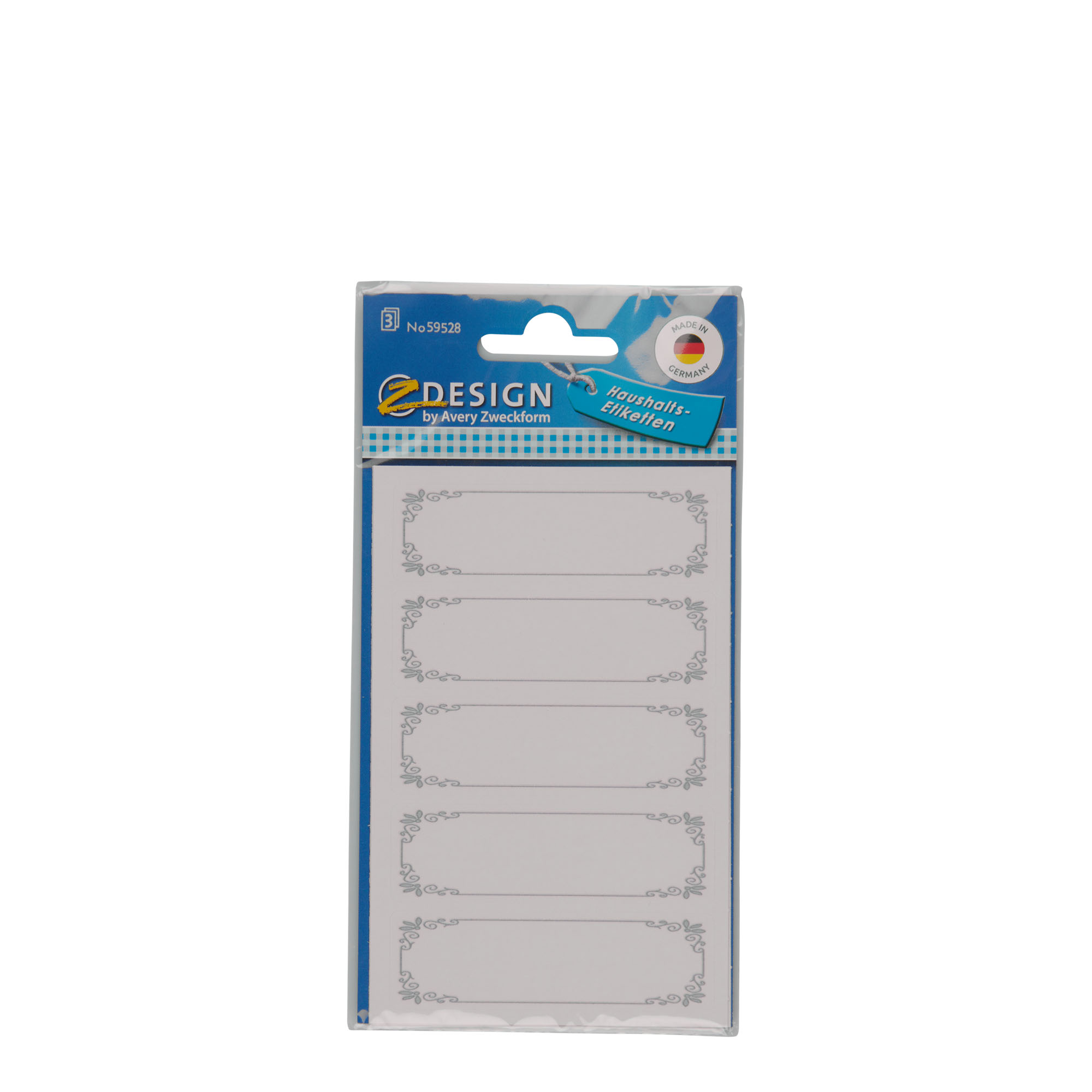 Themed labels 'Blue Border', rectangular, paper, white/blue Themed labels 'Blue Border', rectangular, paper, white/blue