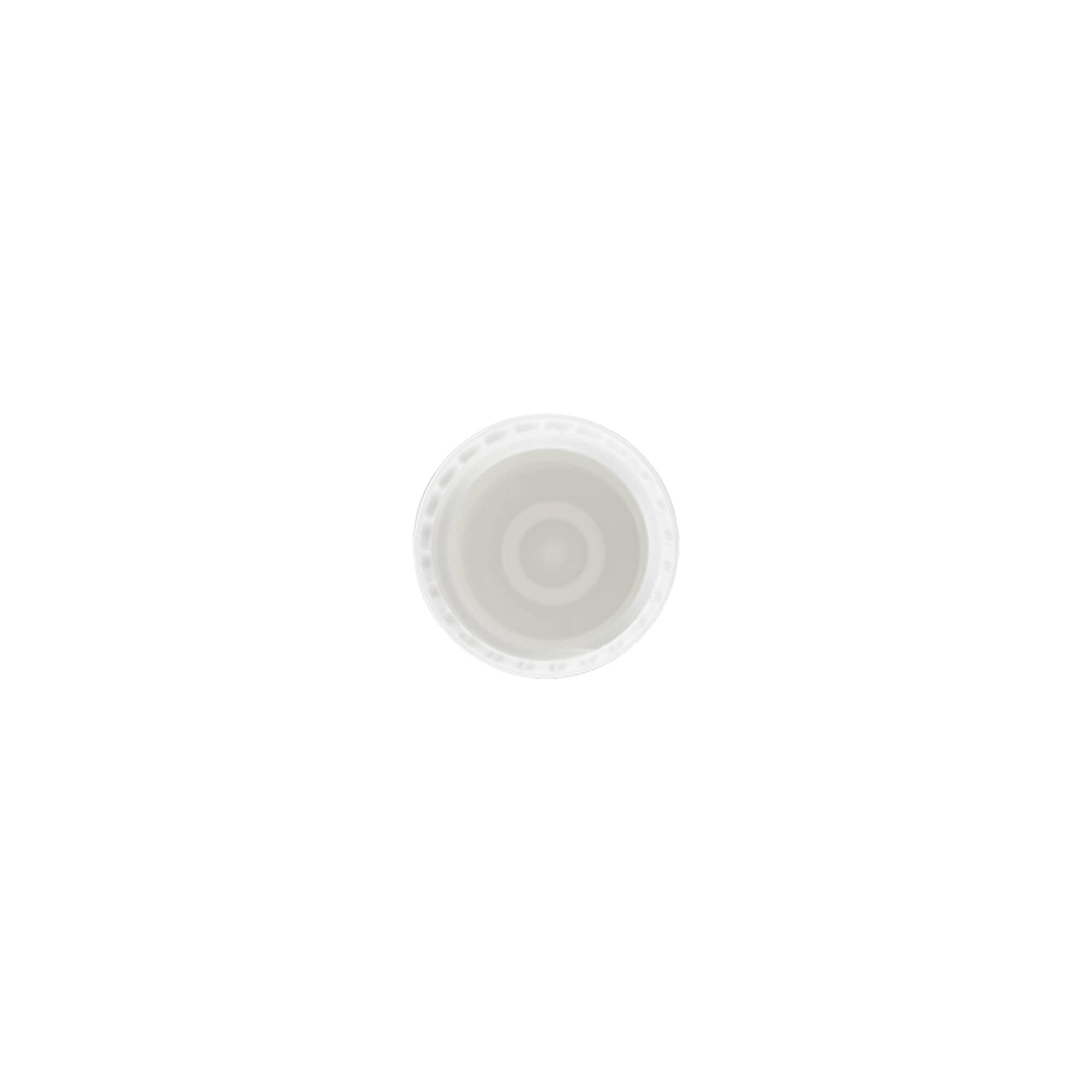 Cap for 10 ml roll-on bottle, PP plastic, white, for opening: screw cap Cap for 10 ml roll-on bottle, PP plastic, white, for opening: screw cap