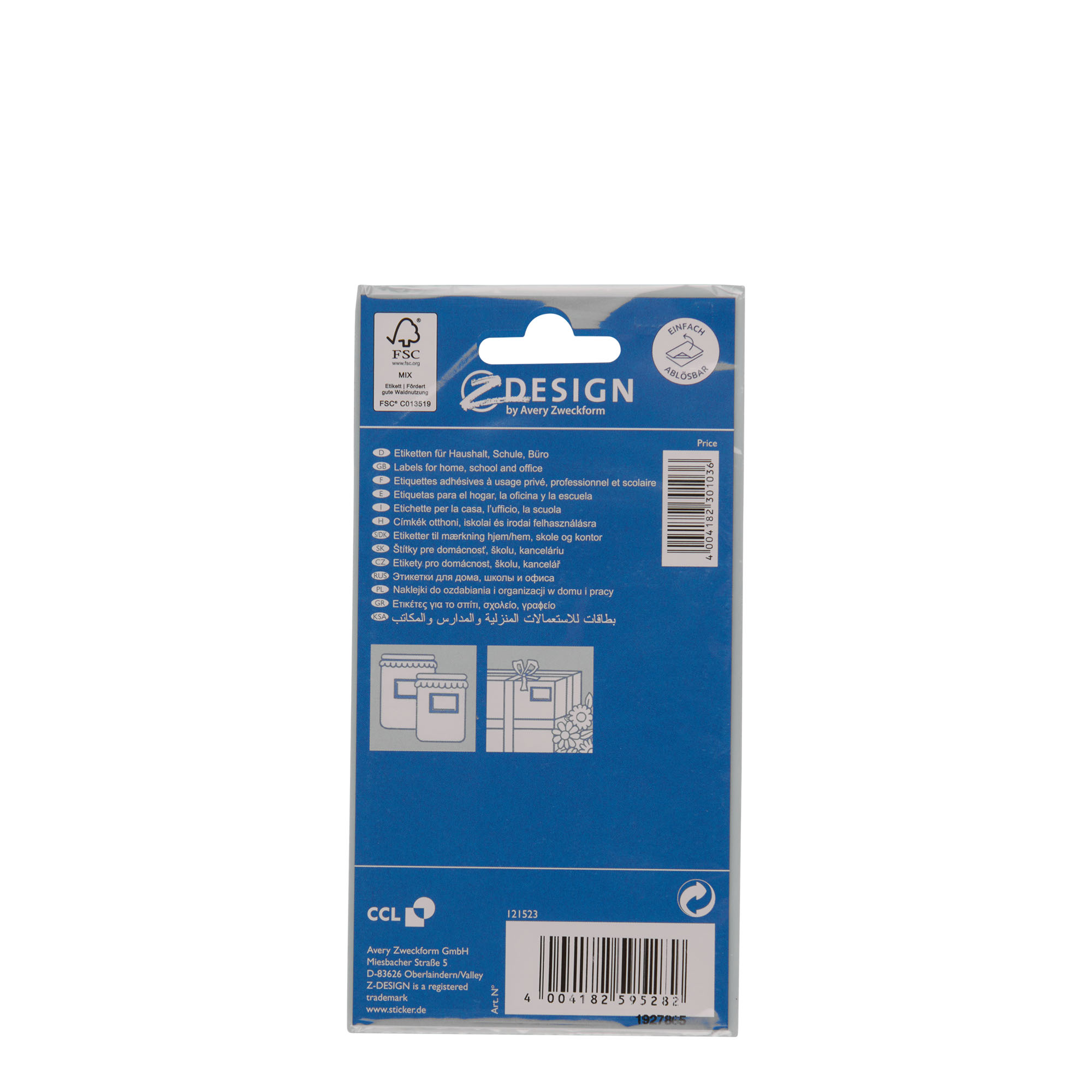 Themed labels 'Blue Border', rectangular, paper, white/blue