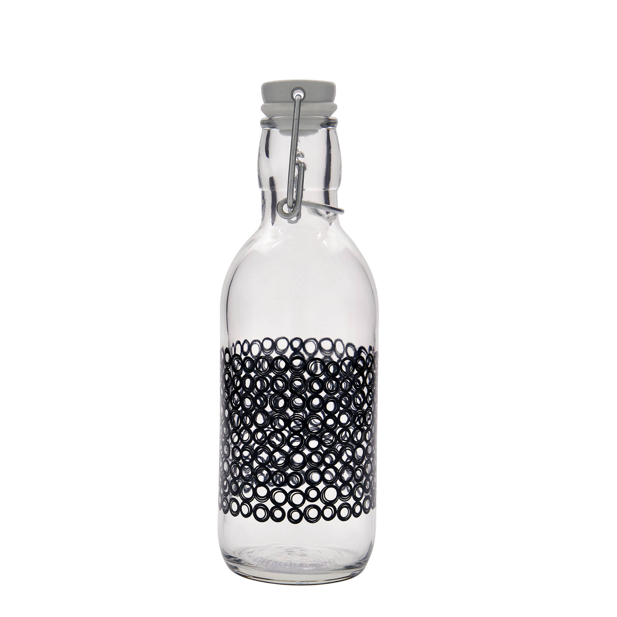 500 ml glass bottle 'Emilia', design: Circola nero, opening: swing top closure 500 ml glass bottle 'Emilia', design: Circola nero, opening: swing top closure