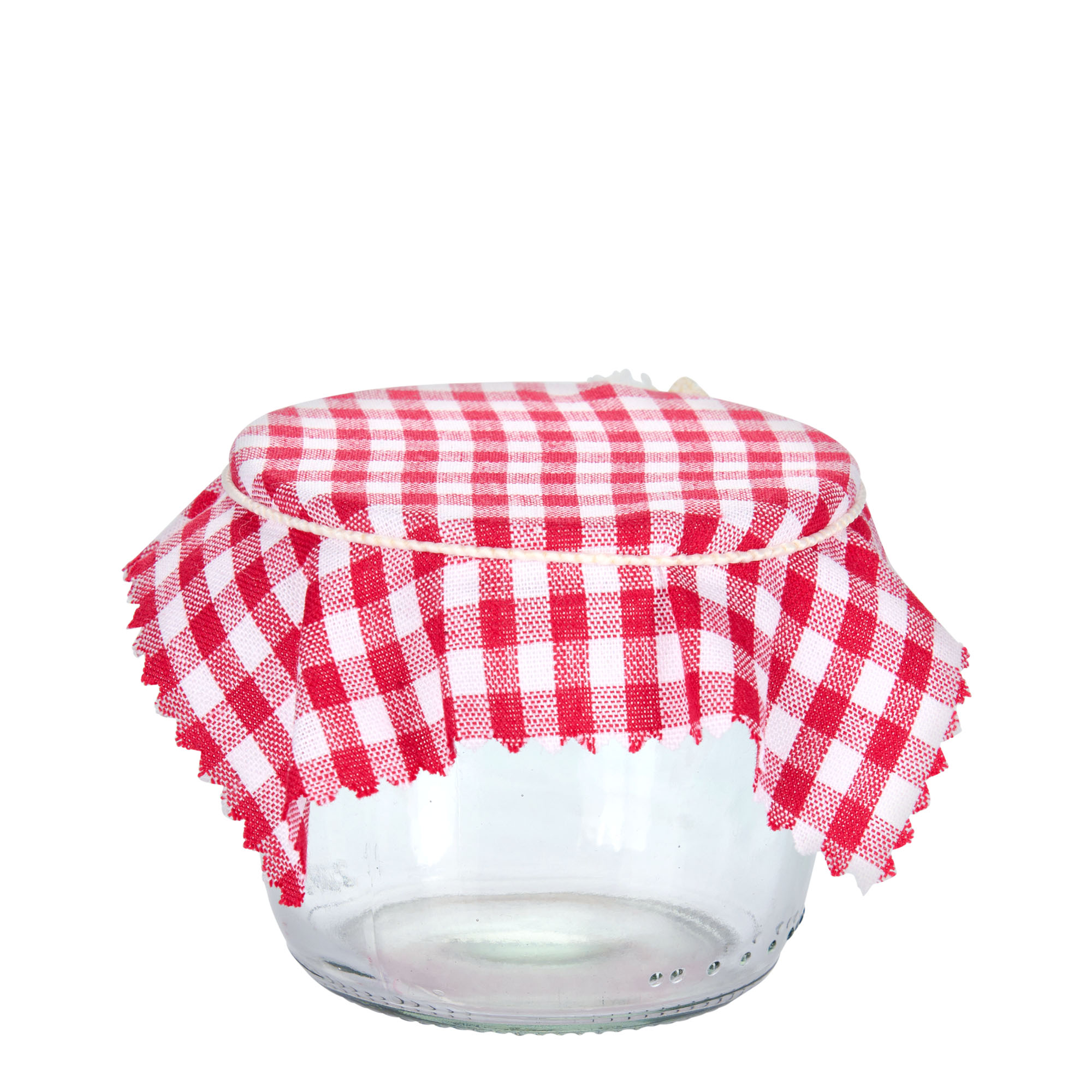 Checked fabric jar cover 12x12, square, textile, red, for opening: TO38-TO53