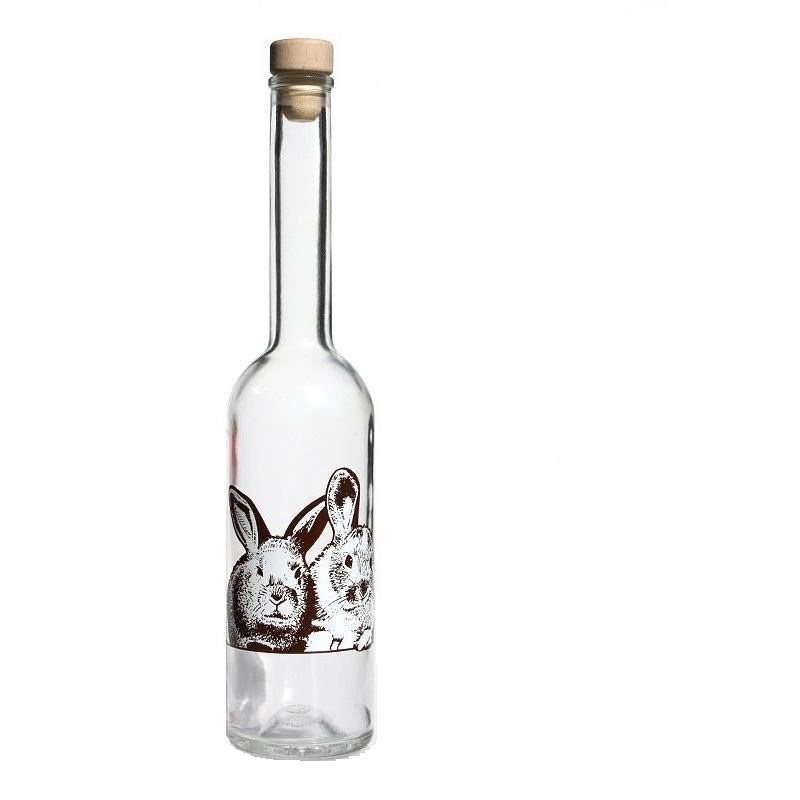 500 ml glass bottle 'Opera', design: rabbit, opening: cork