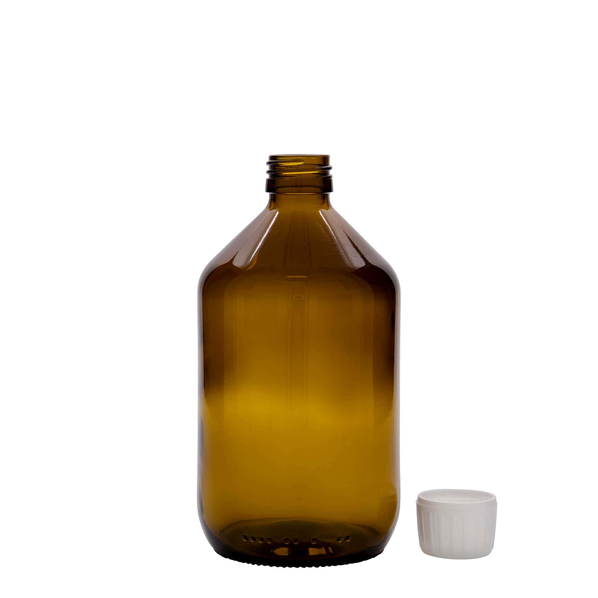 500 ml medical bottle, brown, glass, opening: PP 28