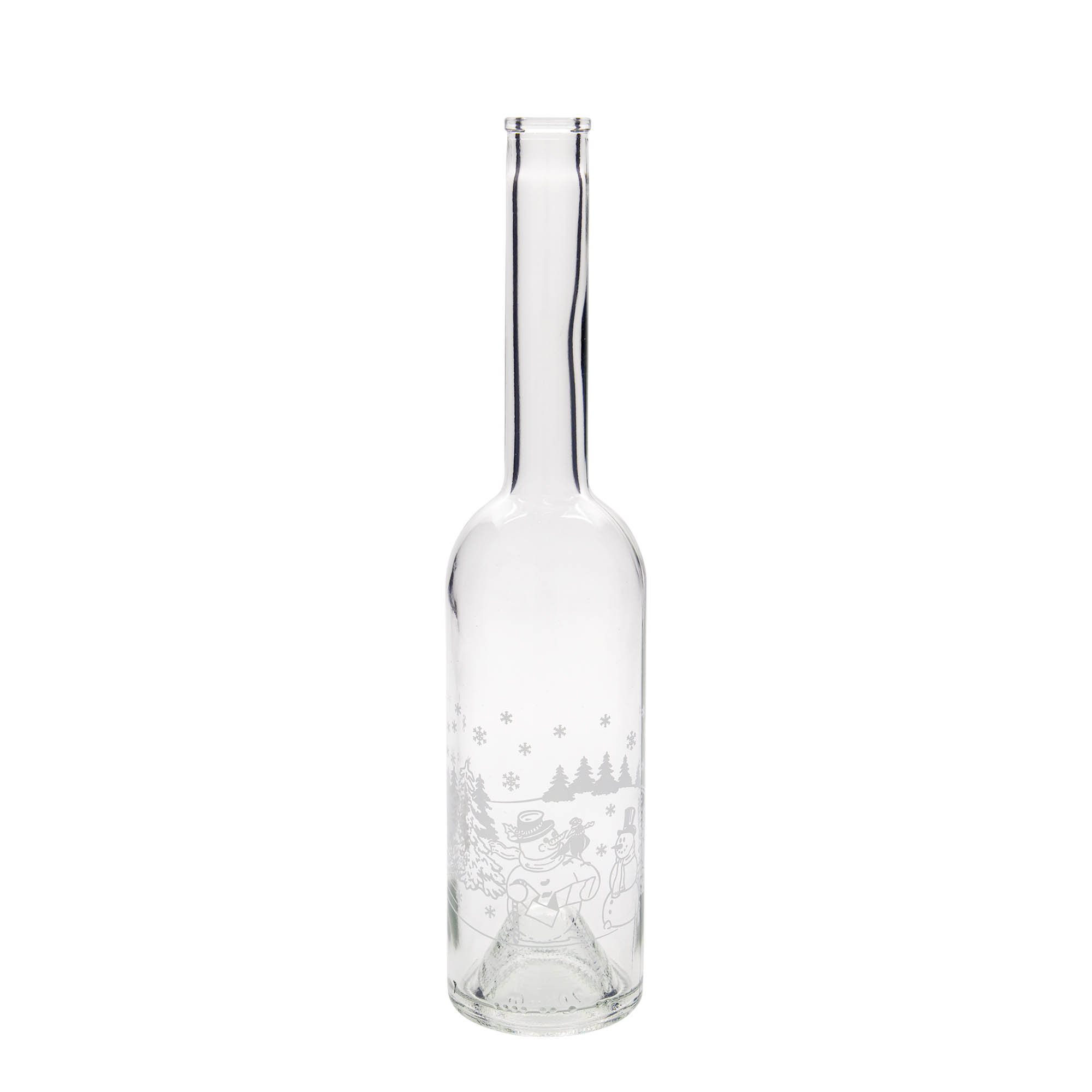 500 ml glass bottle 'Opera', motif: snowman bottle, opening: cork