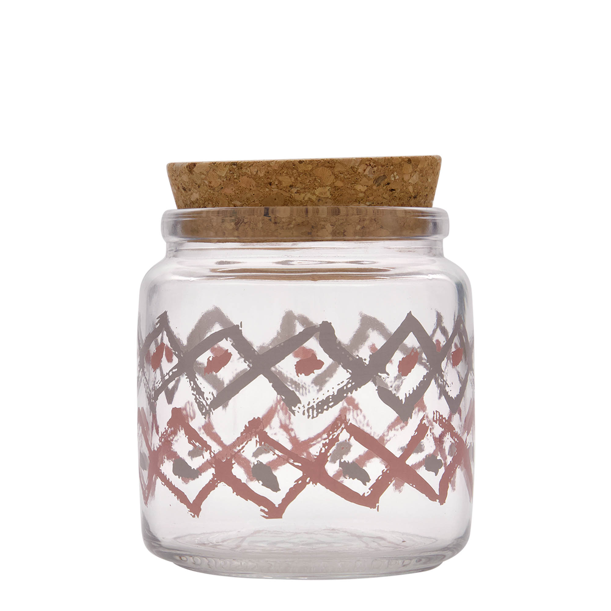 750 ml cork top jar 'Giara', print: manolibera pink, closure: cork