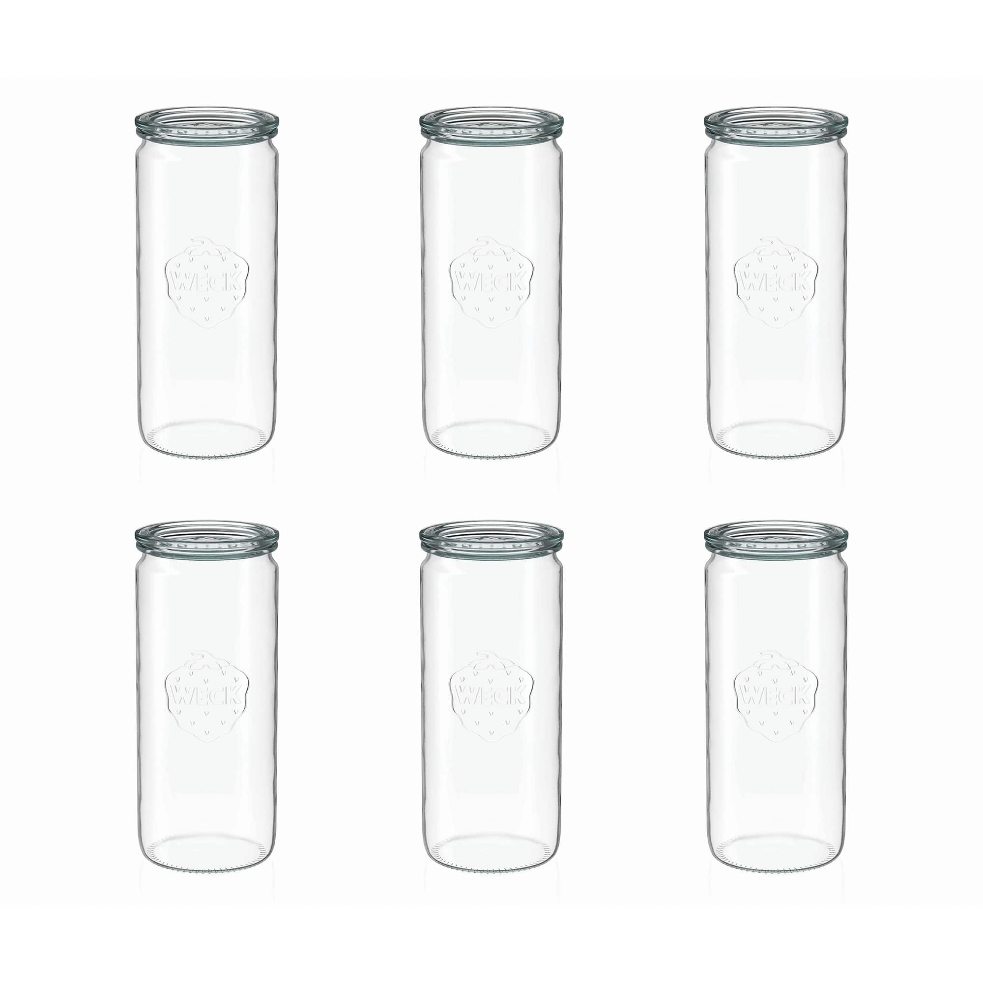 6x 1040 ml WECK cylinder jar with glass lid RR 80