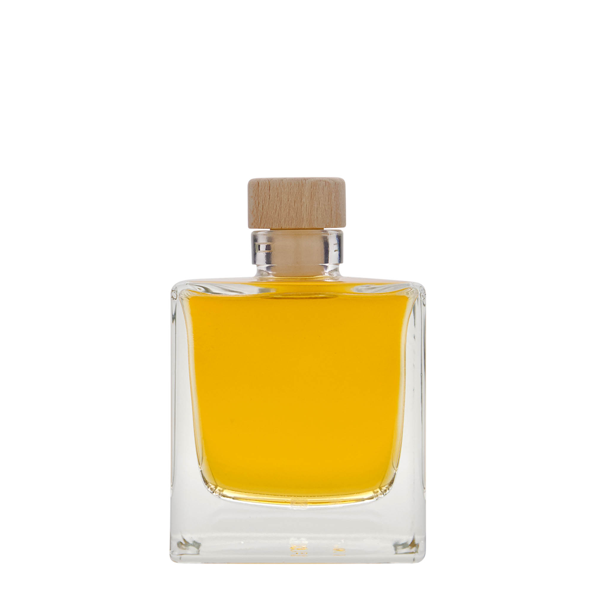 200 ml glass bottle 'Cube', square, opening: cork