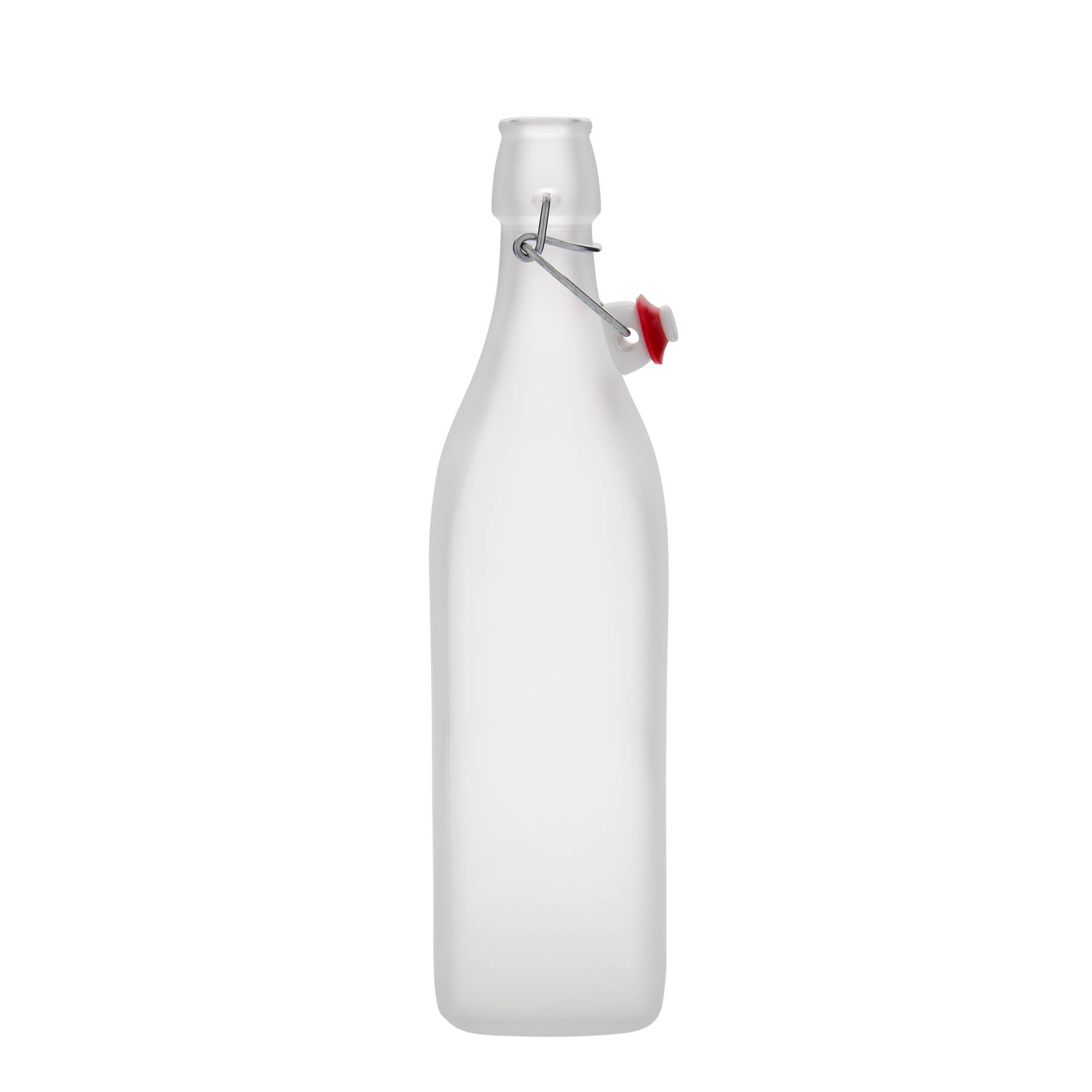 1,000 ml glass bottle 'Swing, square, frosted, opening: swing top closure' 1,000 ml glass bottle 'Swing, square, frosted, opening: swing top closure'