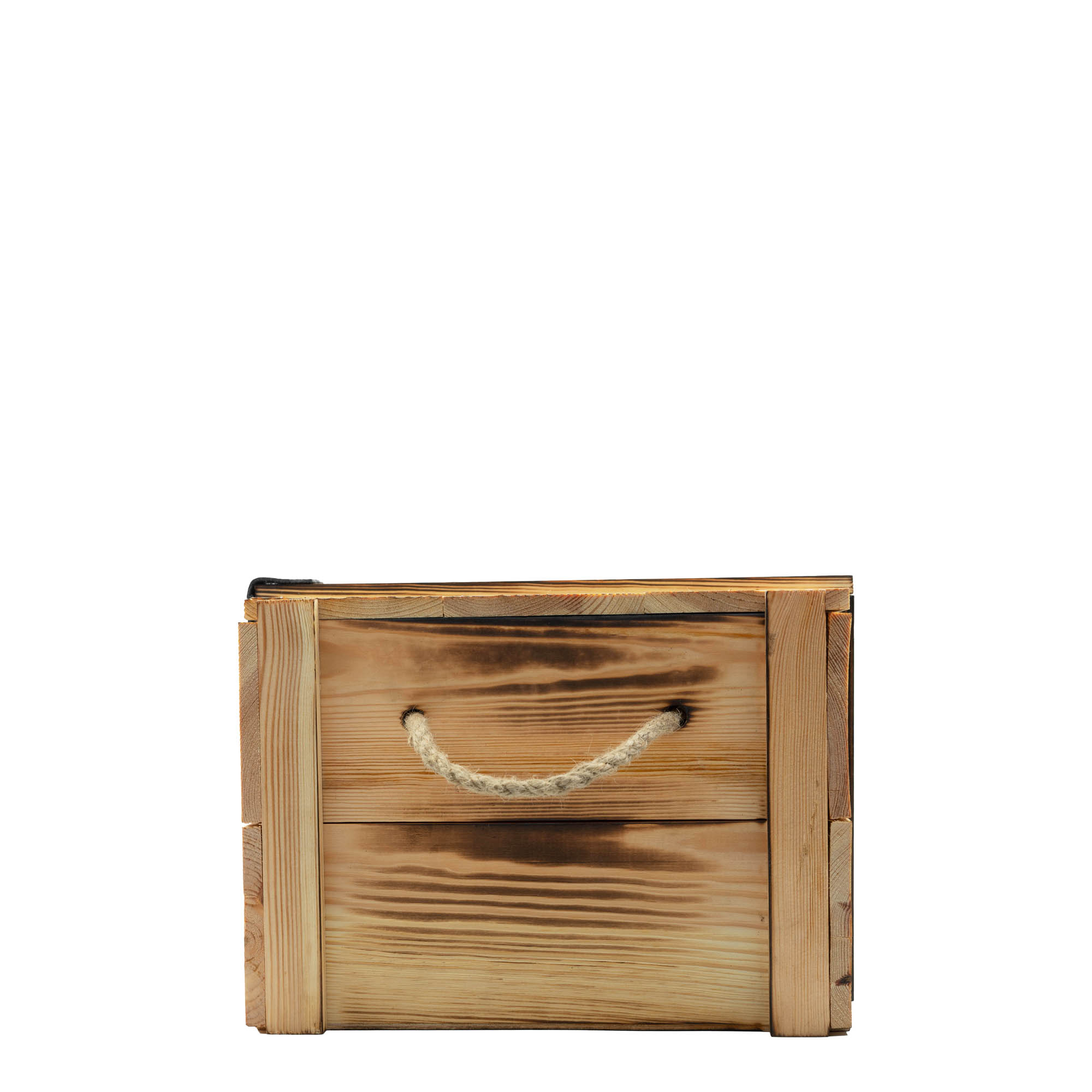 Wine box for 6 bottles, rectangular, wood, beige