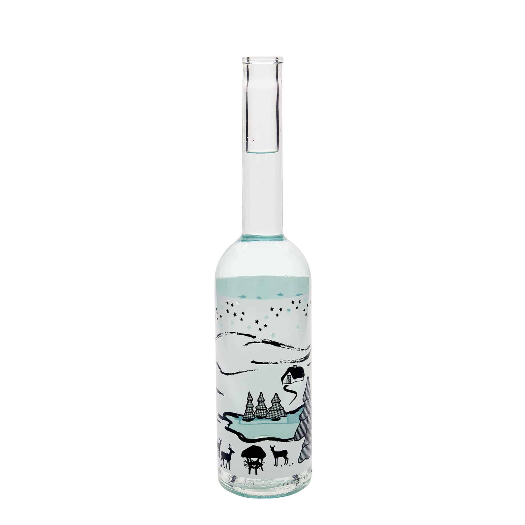 500 ml glass bottle ‘Opera’, design: Winter Dream Bianco, opening: cork