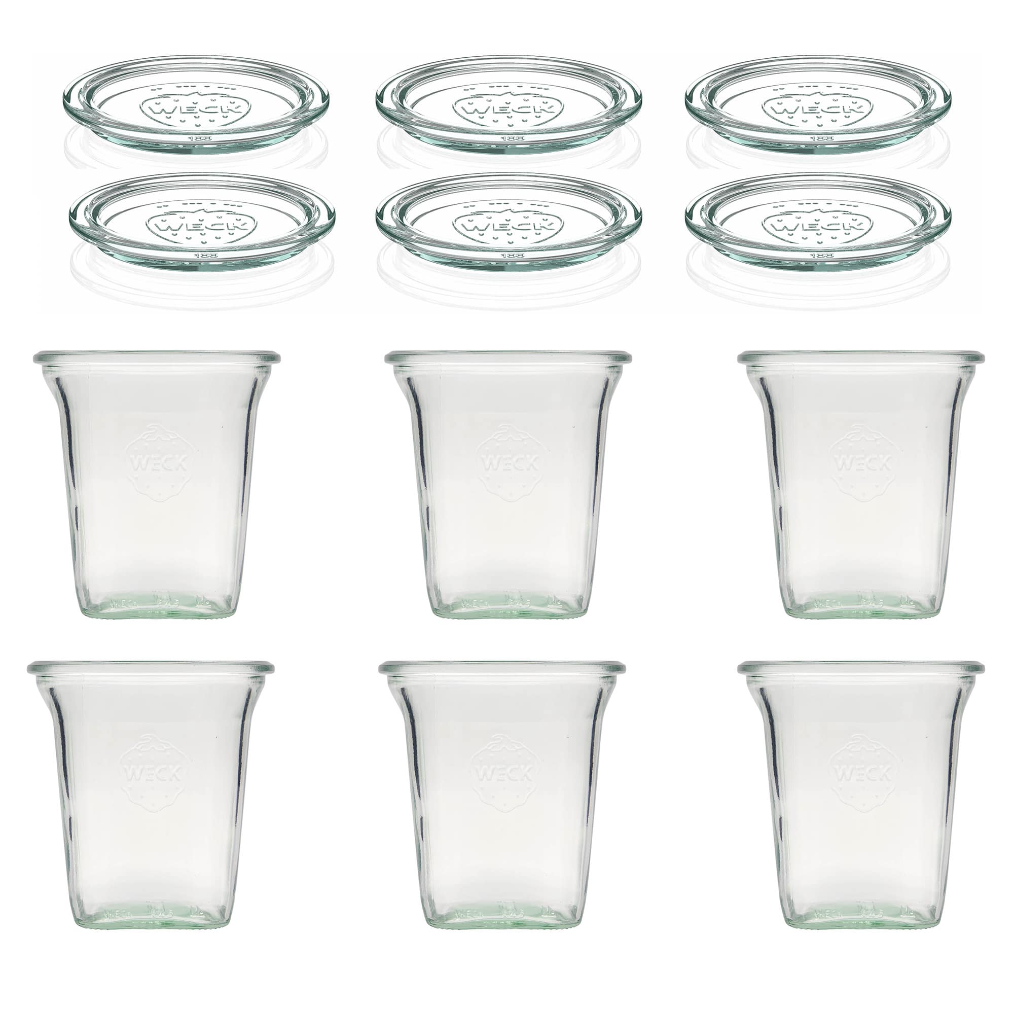 6x 545 ml WECK Quadro jar with glass lid RR 100