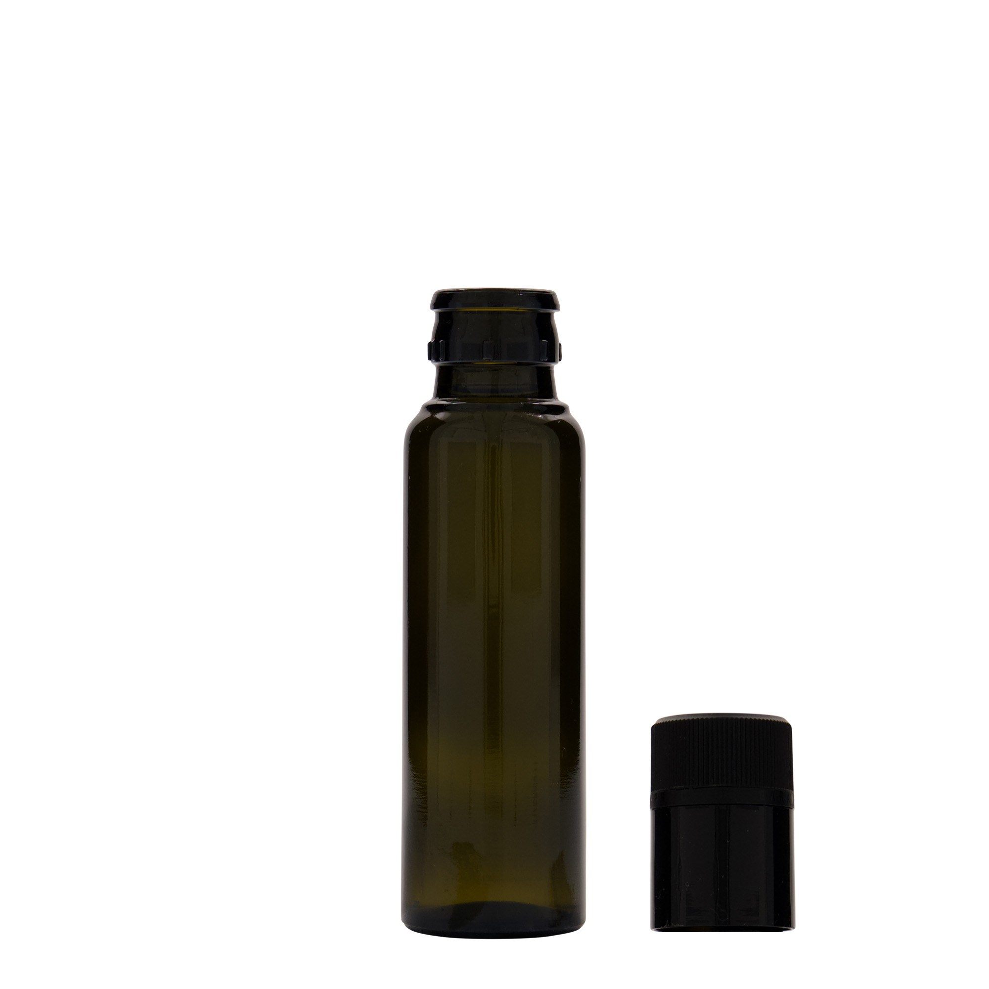 100 ml oil/vinegar bottle 'Willy New', glass, antique green, closure: DOP