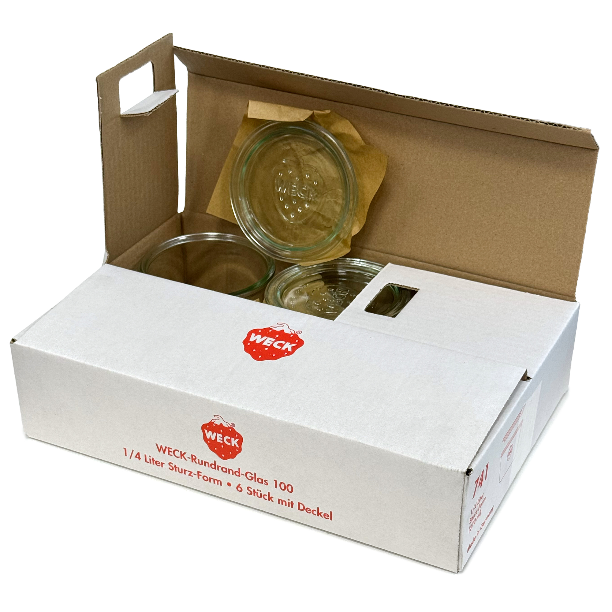6x 370 ml WECK inverted jar with glass lid RR 100