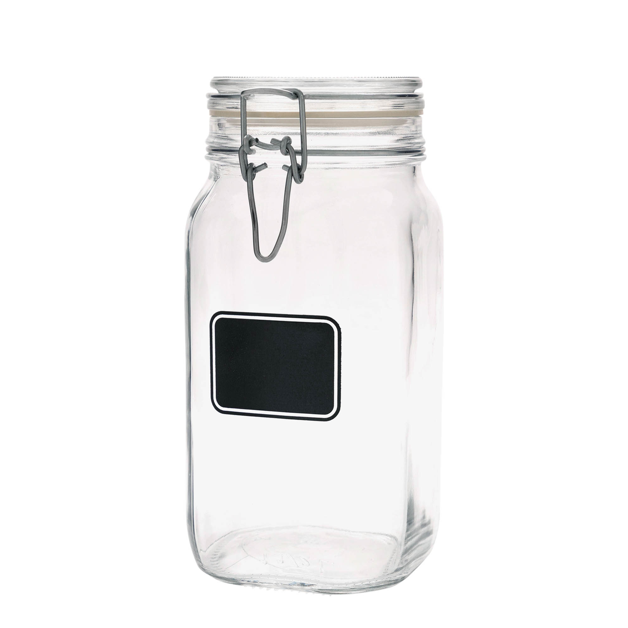 1,500 ml wire bail jar 'Fido', motif: label field, square, opening: wire bail closure
