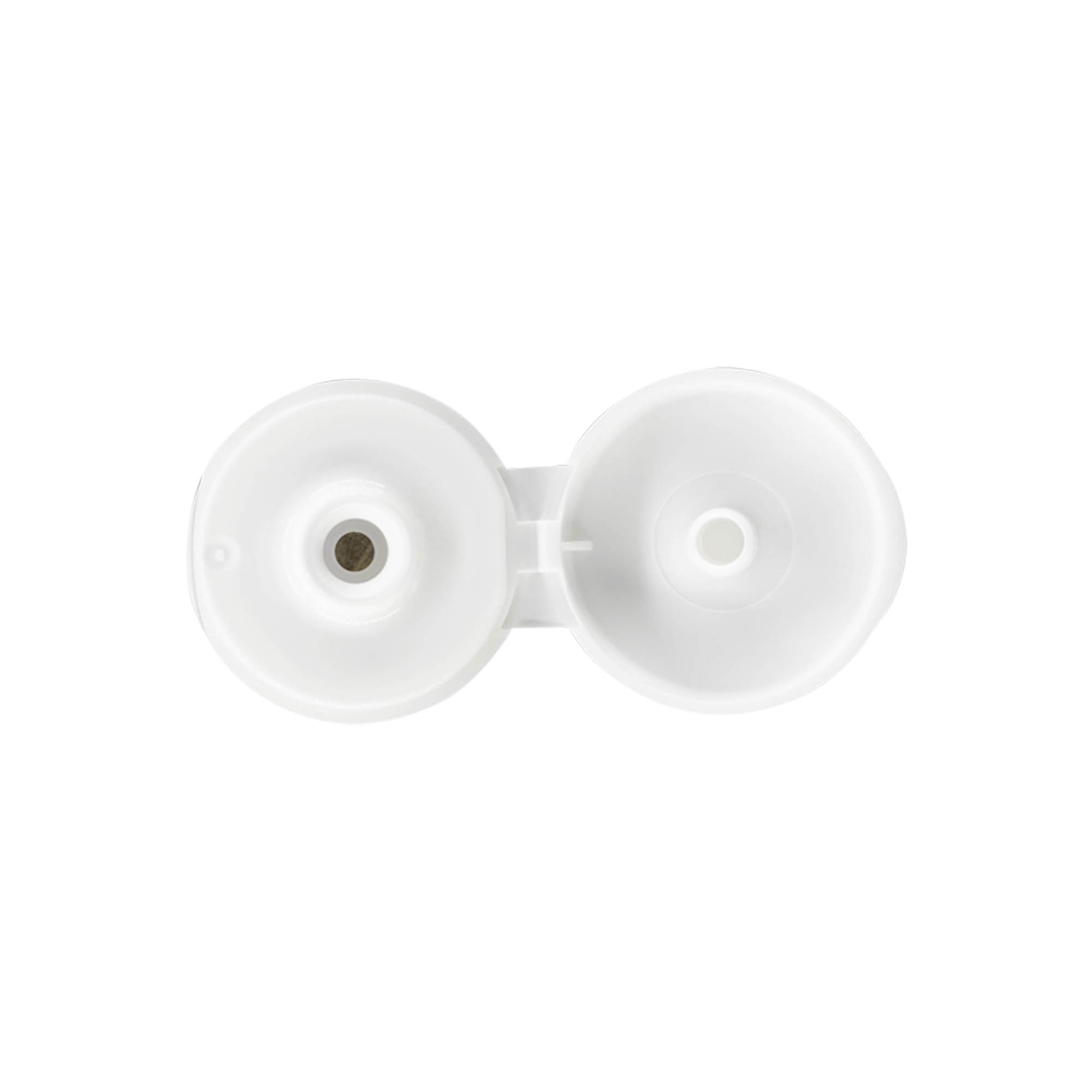 Screw cap with hinge, white PP plastic, for neck: 24/410