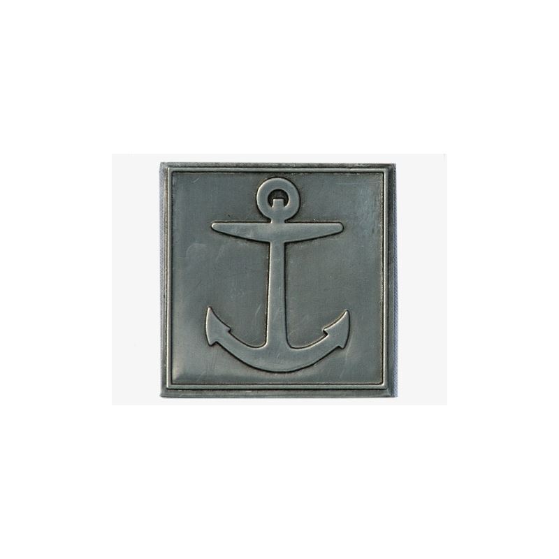 Pewter tag 'Anchor', square, metal, silver