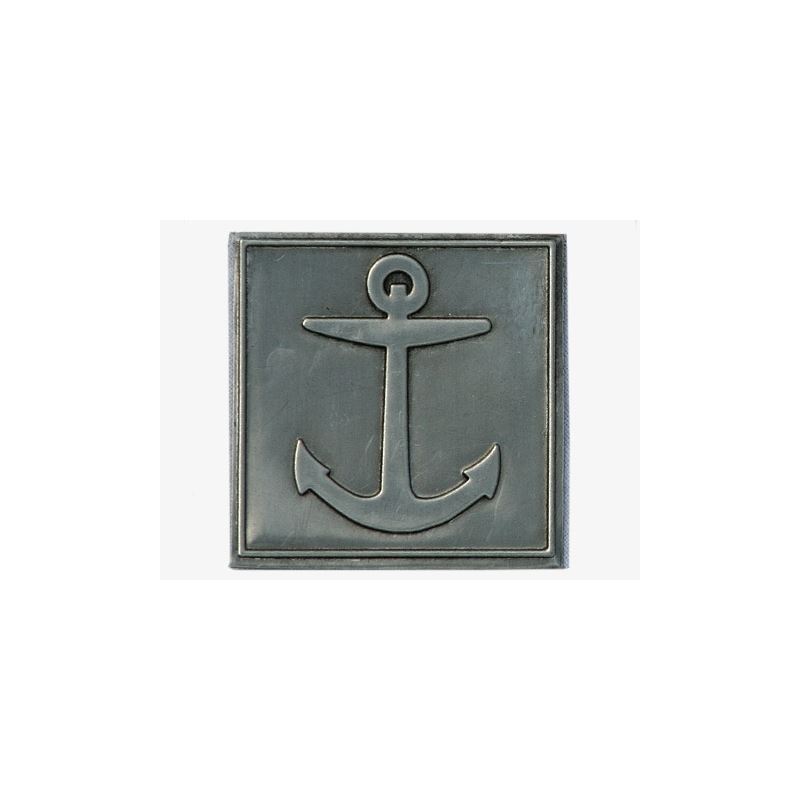 Tin label 'Anchor', square, metal, silver Tin label 'Anchor', square, metal, silver