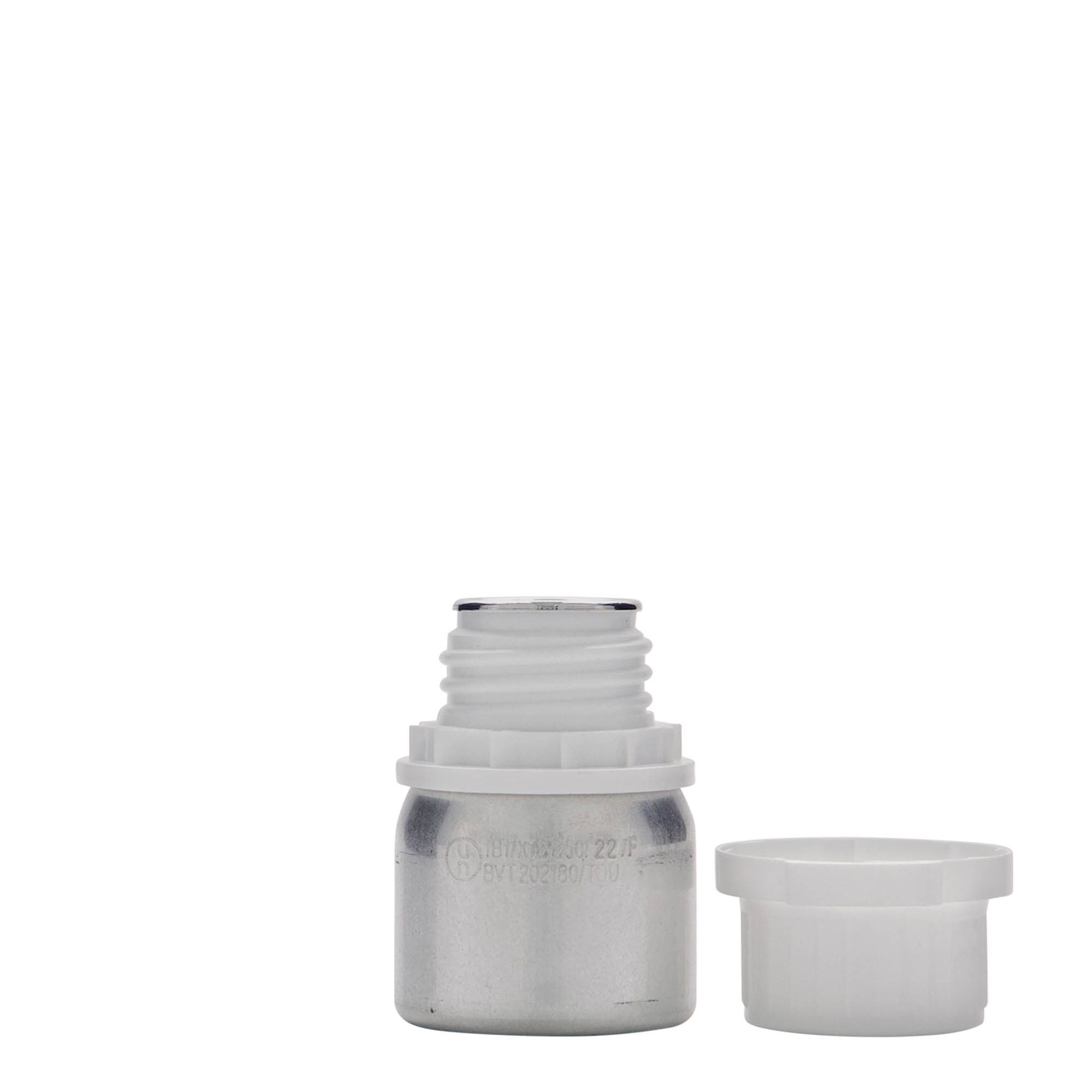50 ml aluminium bottle, metal, silver, opening: DIN 32