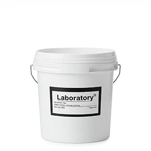 Product example: White bucket with lid has a black and white label with the inscription "Laboratory"