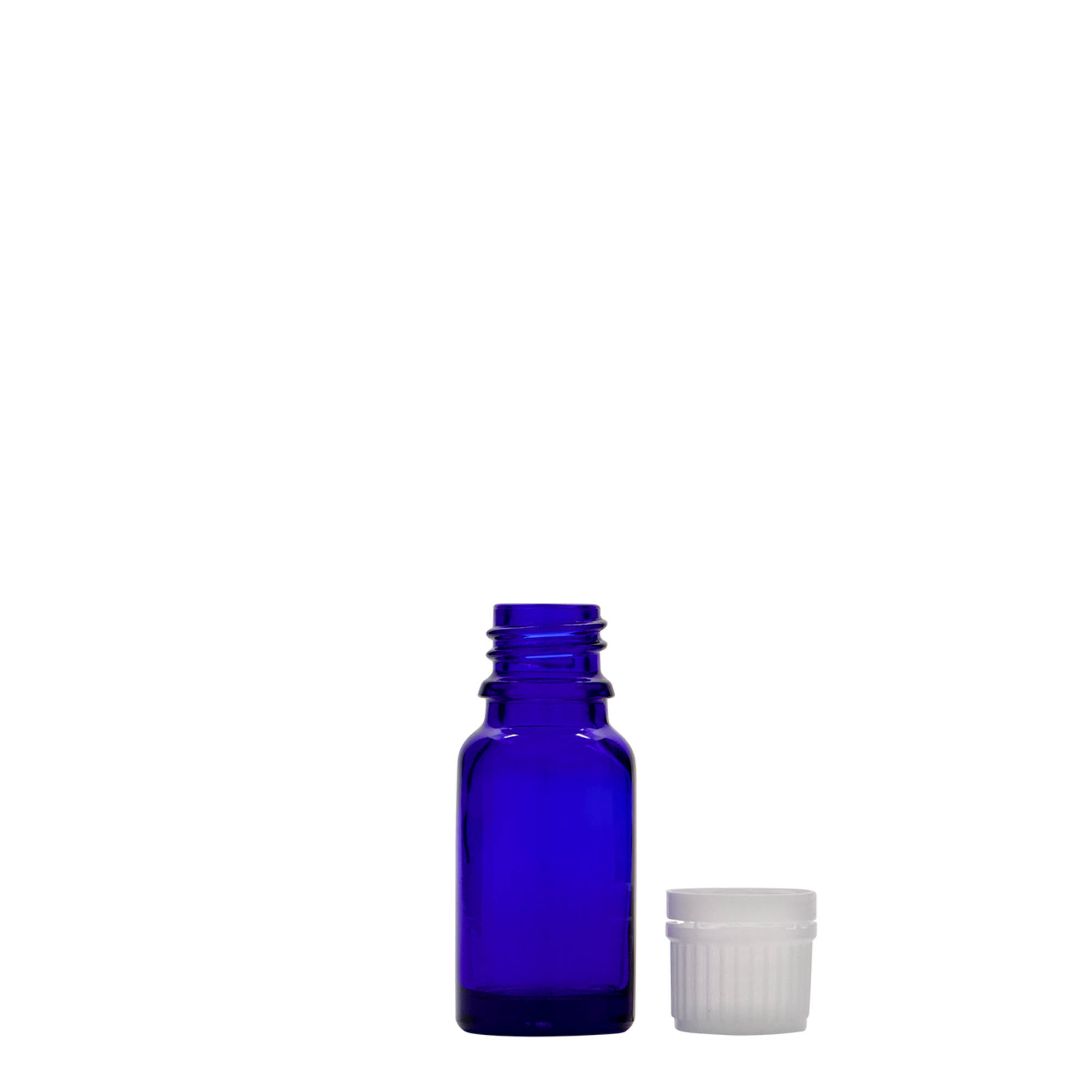 10 ml medicine bottle, glass, royal blue, opening: DIN 18 10 ml medicine bottle, glass, royal blue, opening: DIN 18