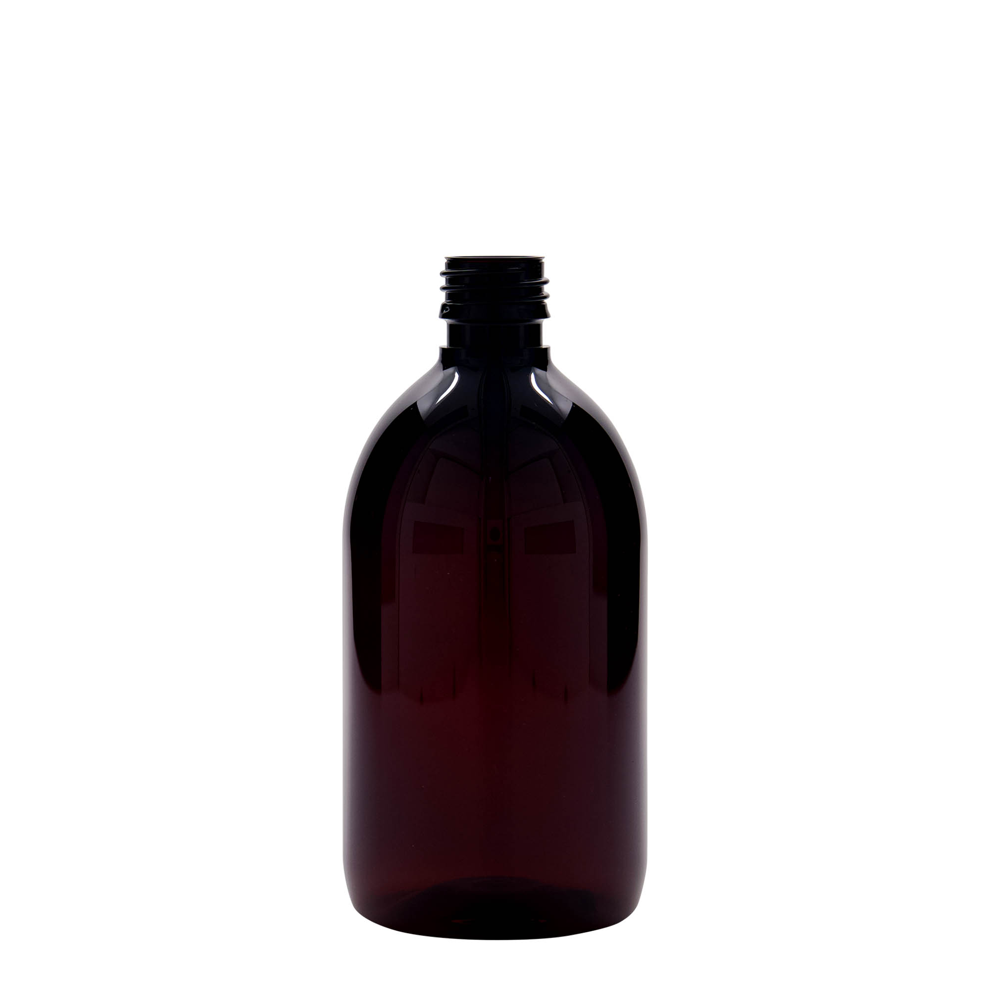 500 ml PET medicine bottle, brown, plastic, closure: PP 28 500 ml PET medicine bottle, brown, plastic, closure: PP 28