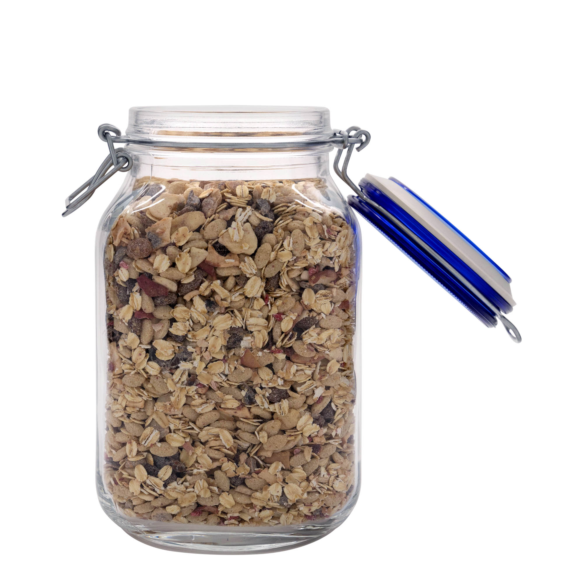 2,000 ml wire bail jar 'Fido' Blue Top, square, opening: wire bail closure