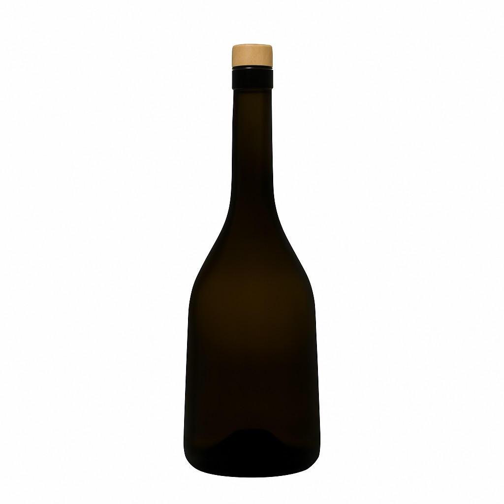 750 ml glass bottle 'Rustica', antique green, opening: cork