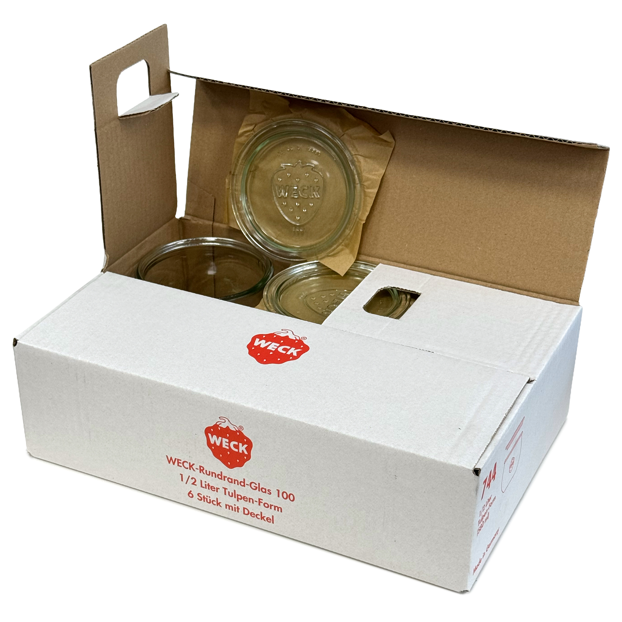 6x 580 ml WECK tulip jar with glass lid RR 100