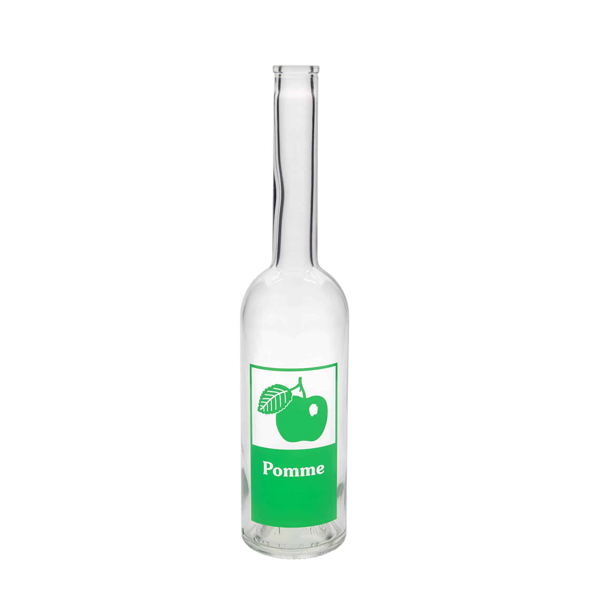 500 ml glass bottle ‘Opera’, design: apple, opening: cork