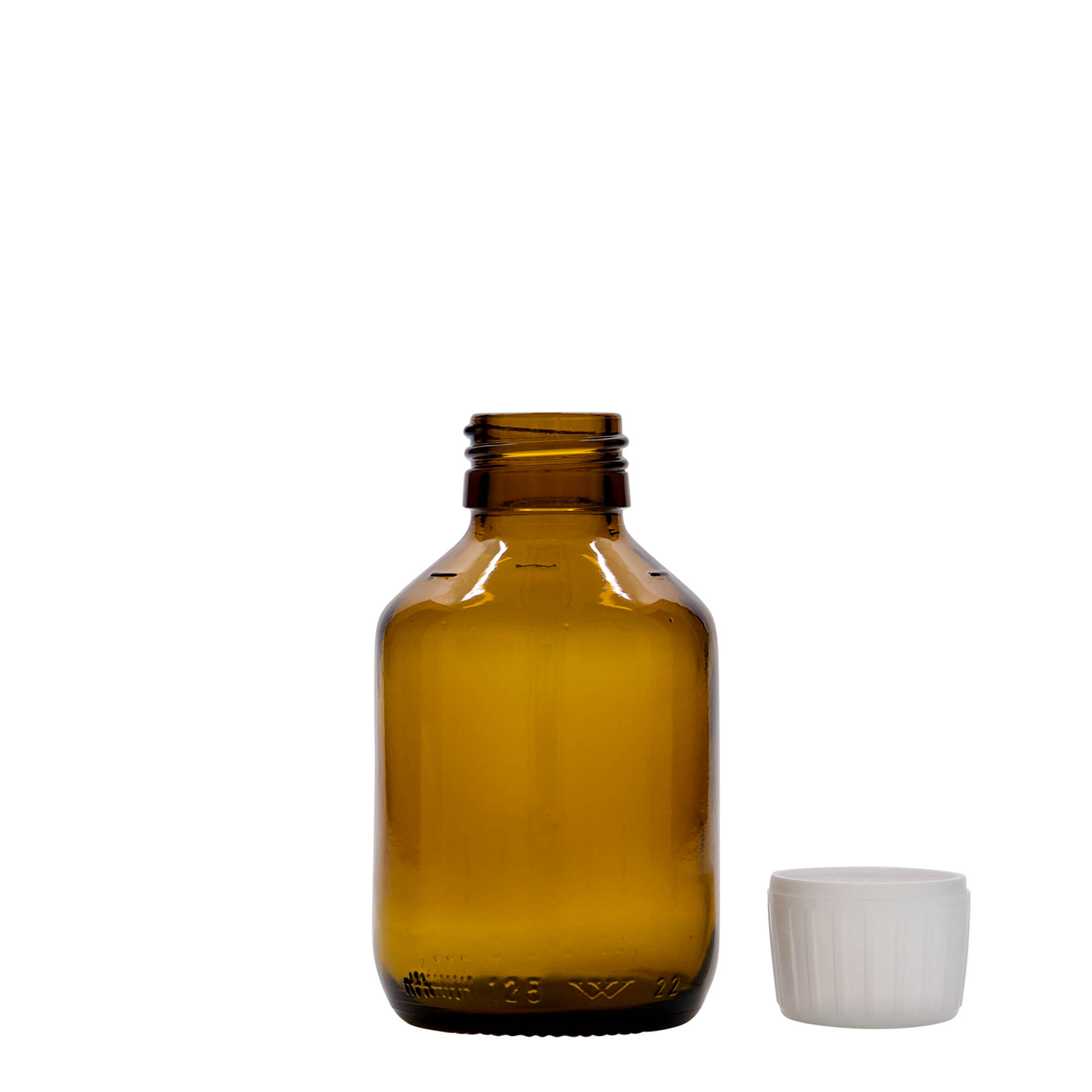 125 ml medicine bottle, brown, glass, closure: PP 28