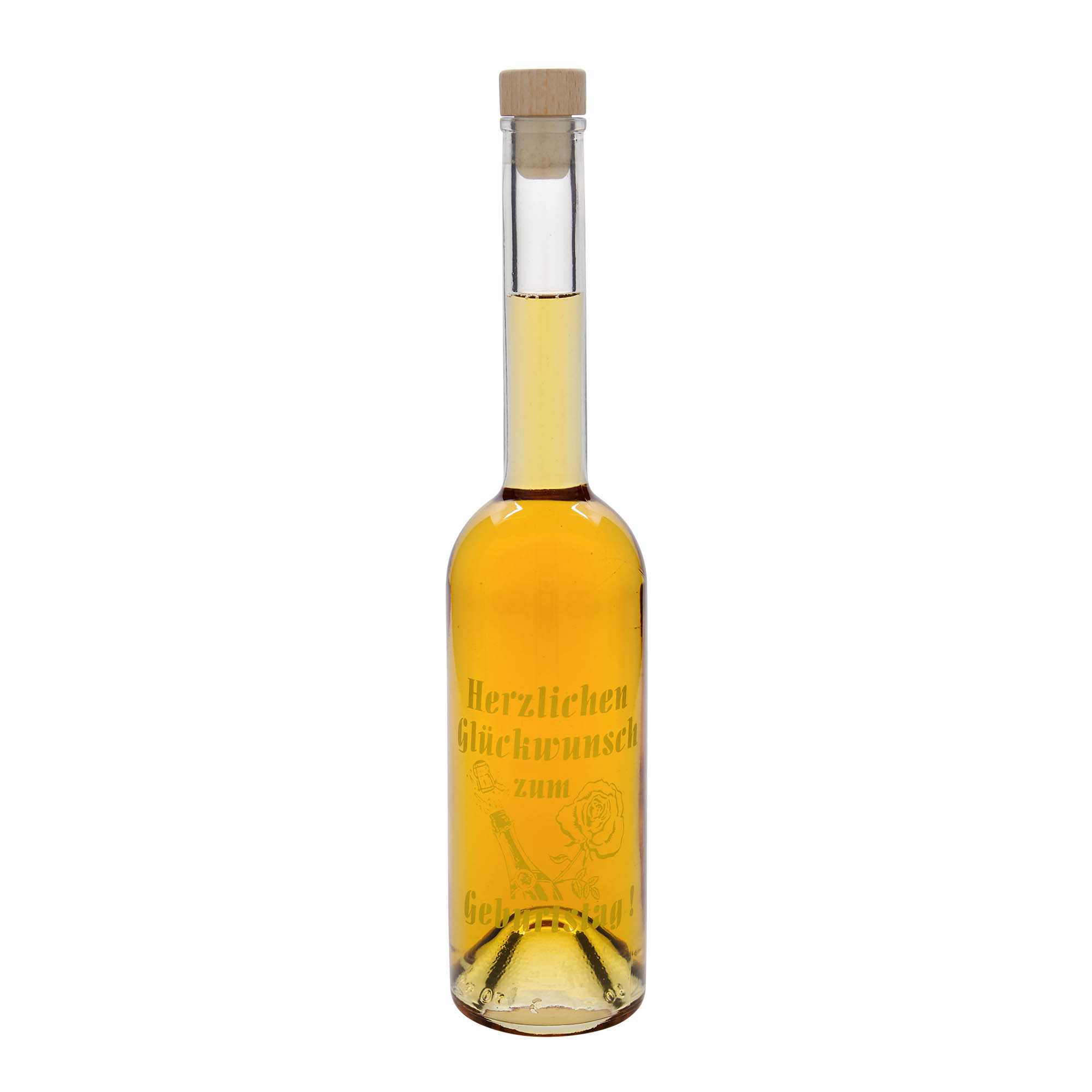 500 ml glass bottle 'Opera', design: birthday bottle, opening: cork