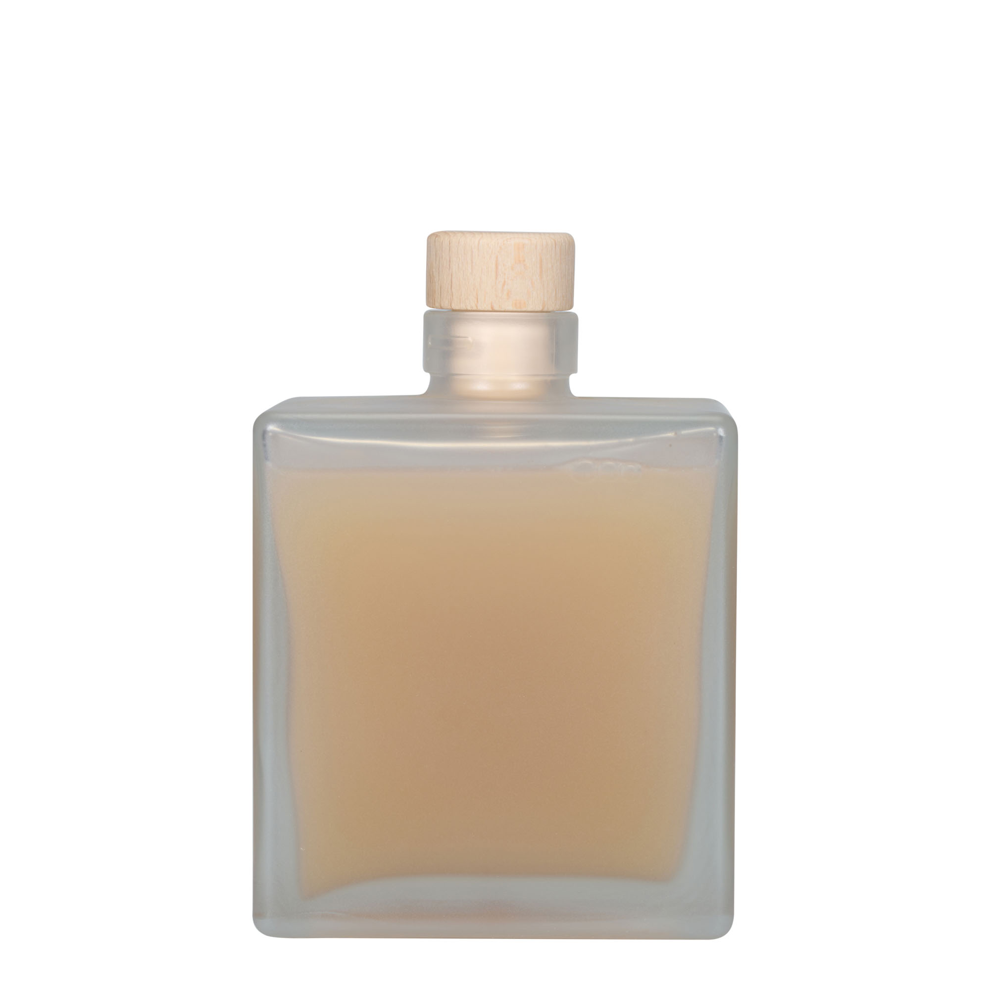 500 ml glass bottle 'Cube', square, frosted, closure: cork