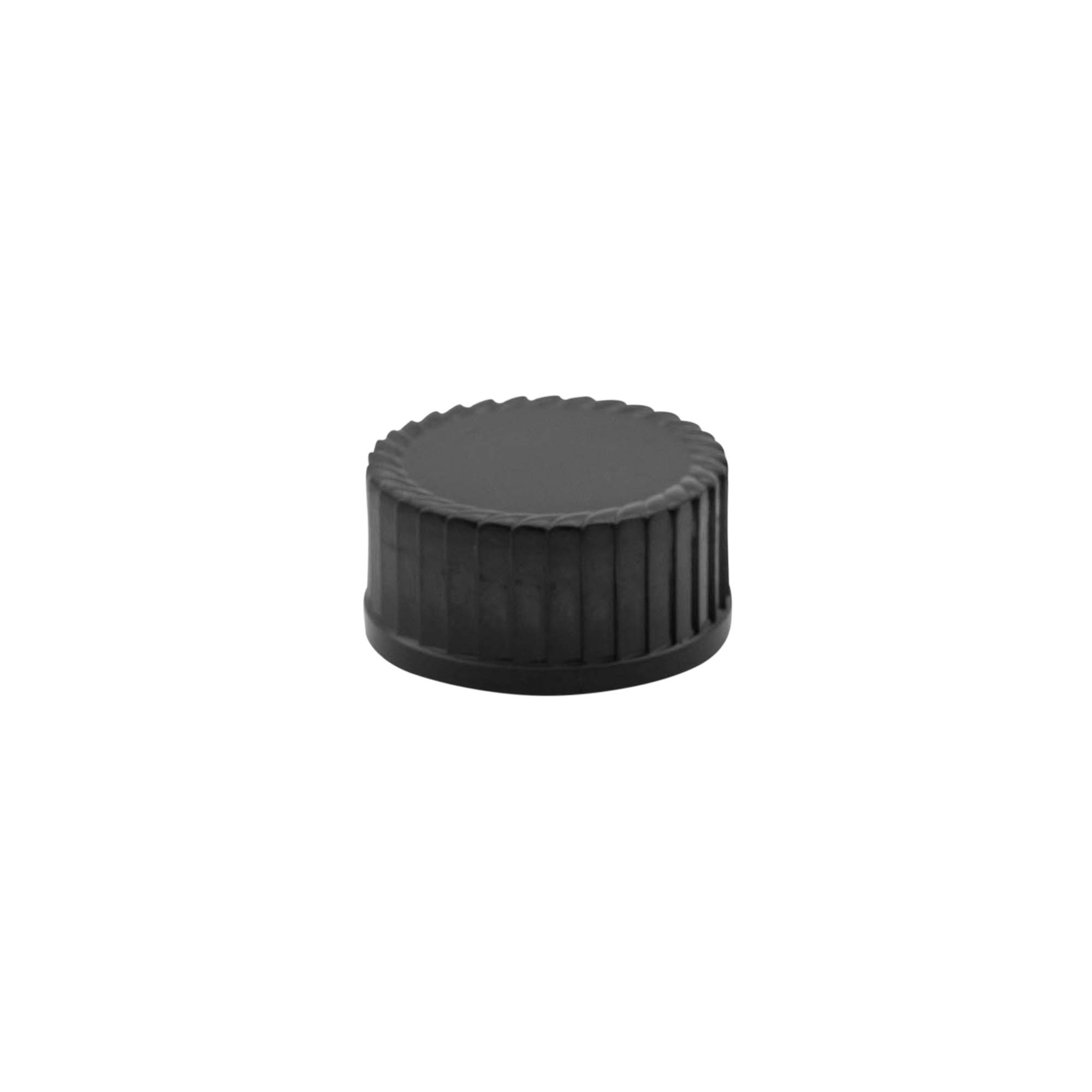 Screw cap, HPM plastic, black, for opening: DIN 25 Screw cap, HPM plastic, black, for opening: DIN 25