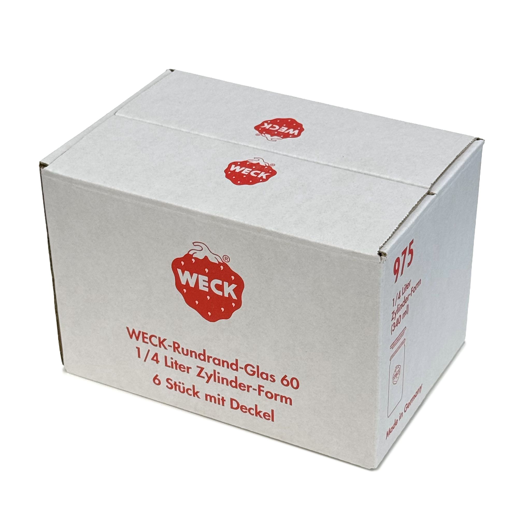 6x 340 ml WECK cylinder jar with glass lid RR 60