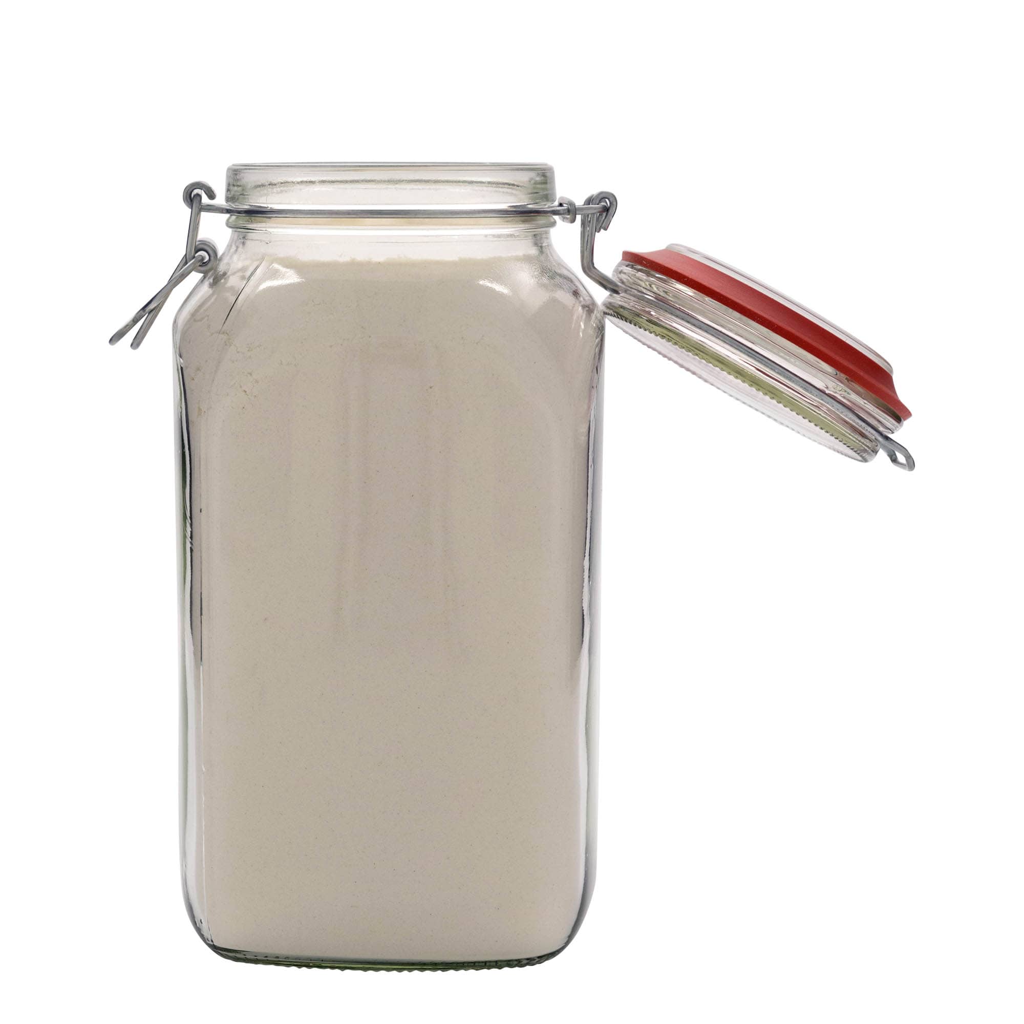 2,590 ml wire bail jar, square, opening: wire bail closure