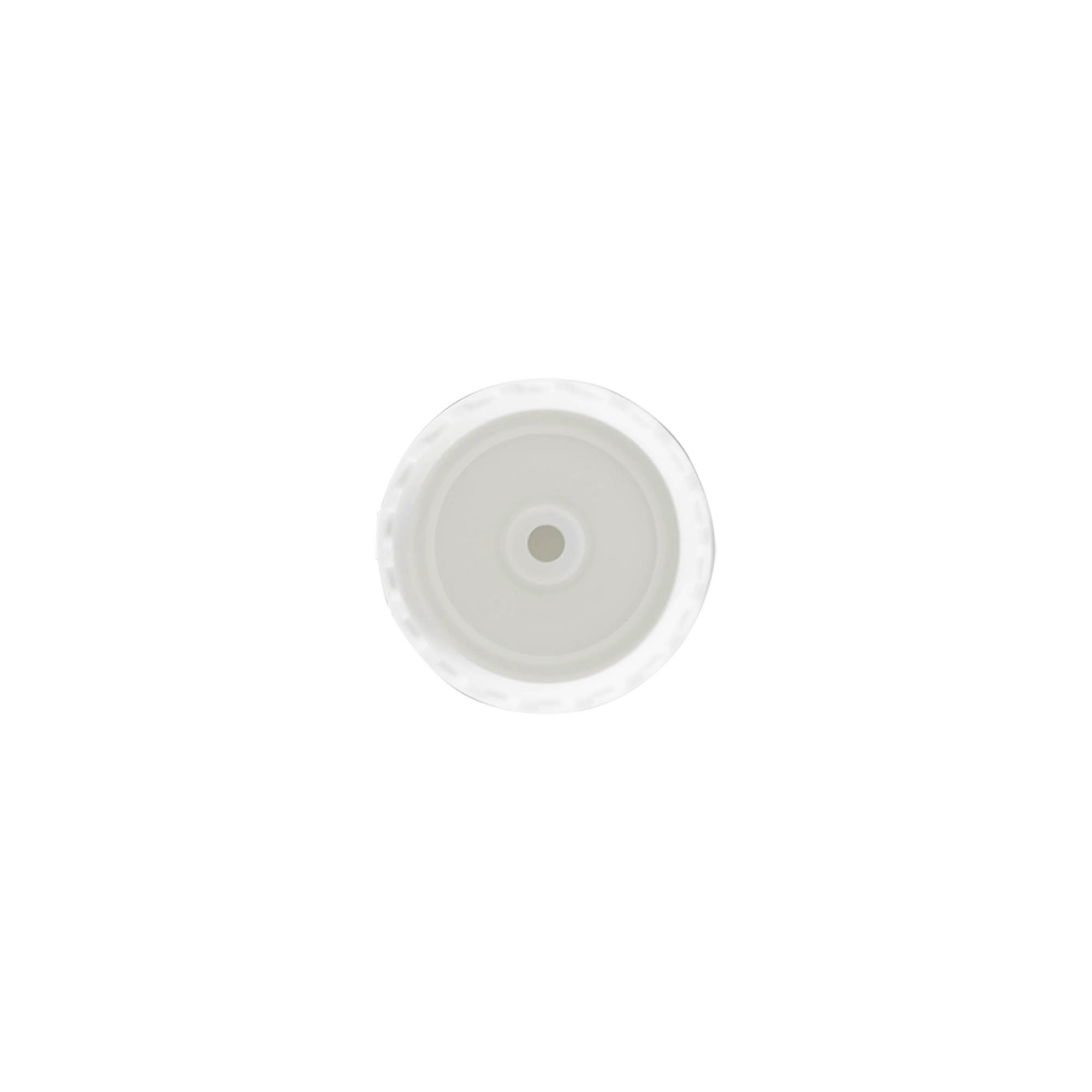 Screw cap with hinge, white PP plastic, for neck: 24/410