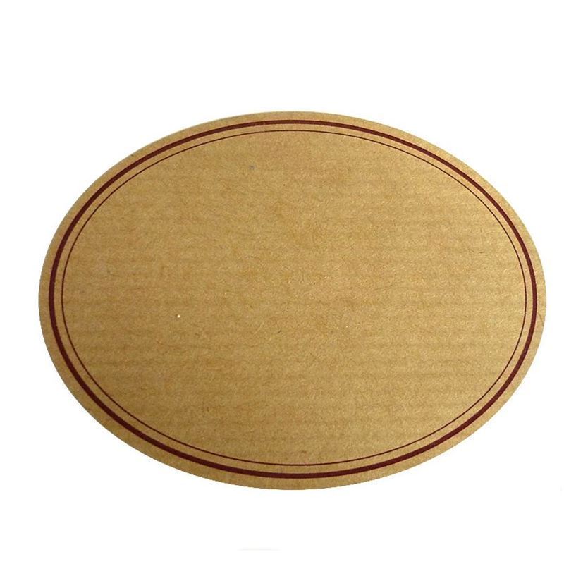 Nature label, oval, paper, red-brown