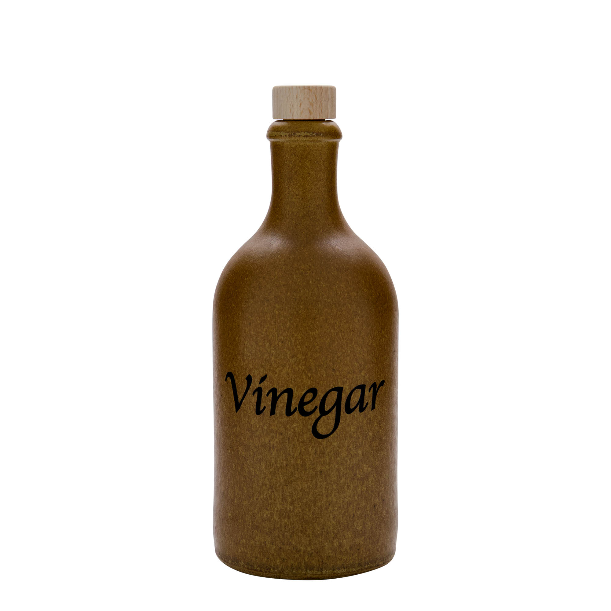 500 ml earthen jug, print: vinegar, stoneware, brown crystal, closure: cork