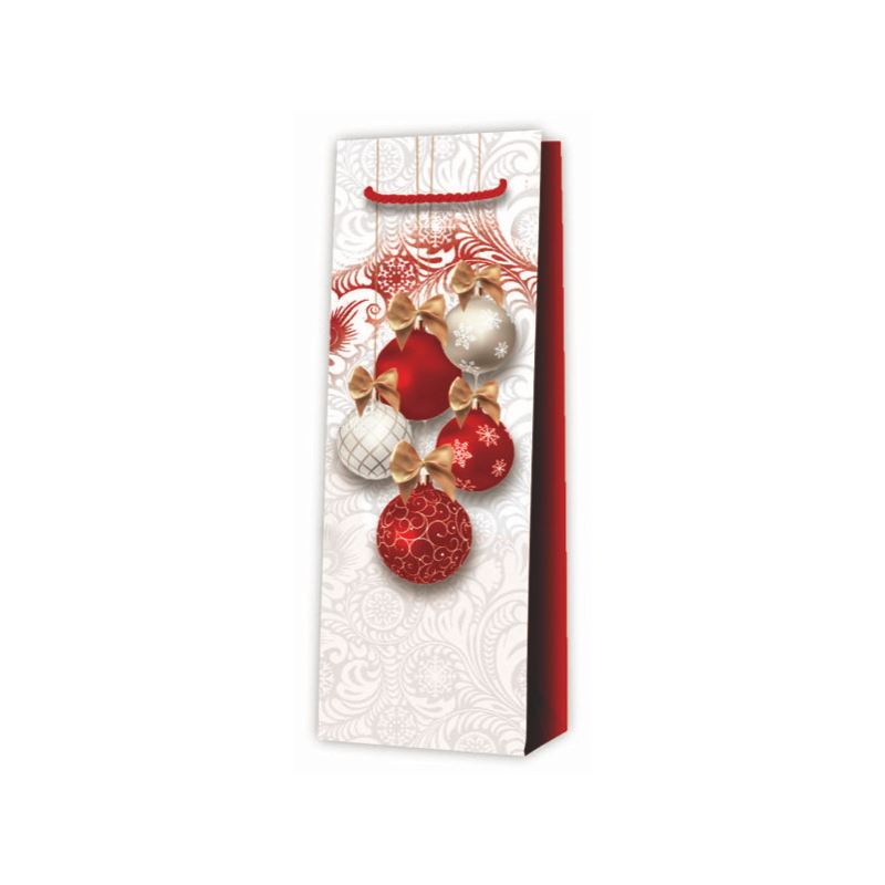 Bottle bag, print: happy holidays, square, paper, red Bottle bag, print: happy holidays, square, paper, red