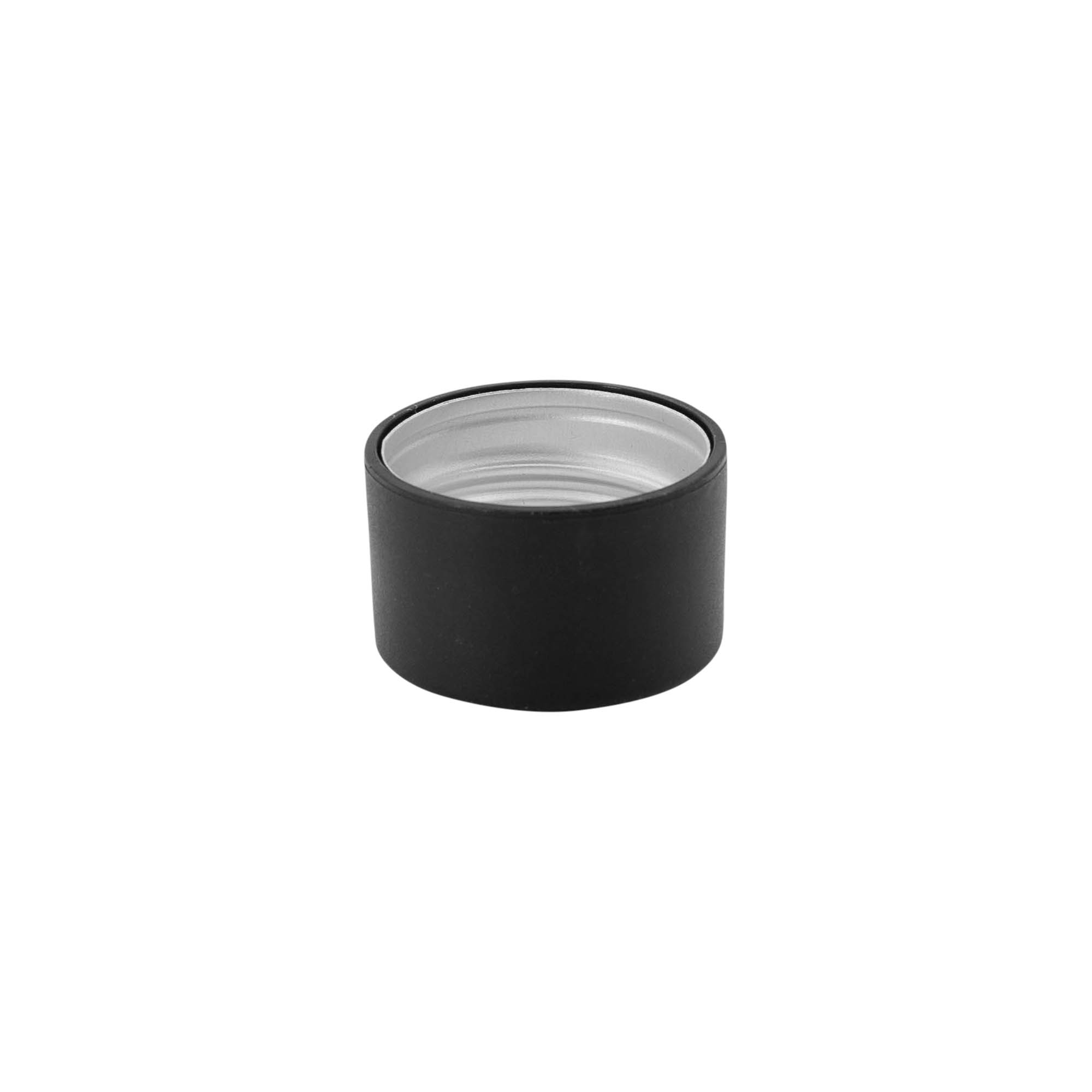 Screw cap, metal-plastic, black, for opening: PP 28